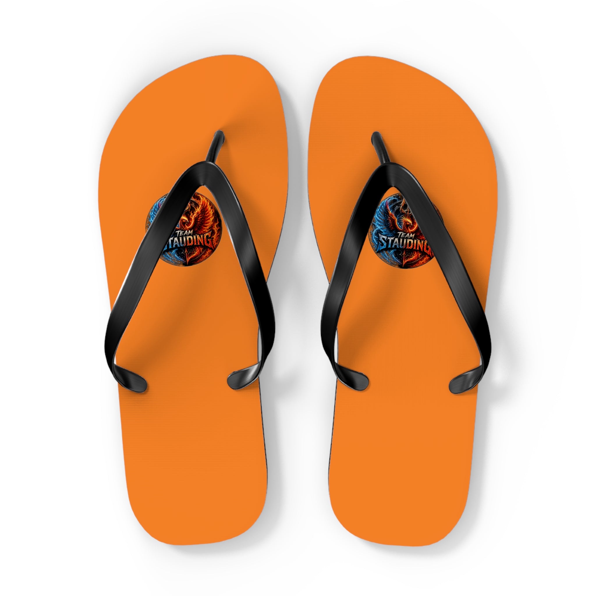 Orange Flip Flops with Small Tribal Sun Accent – Summer Beach Sandals
