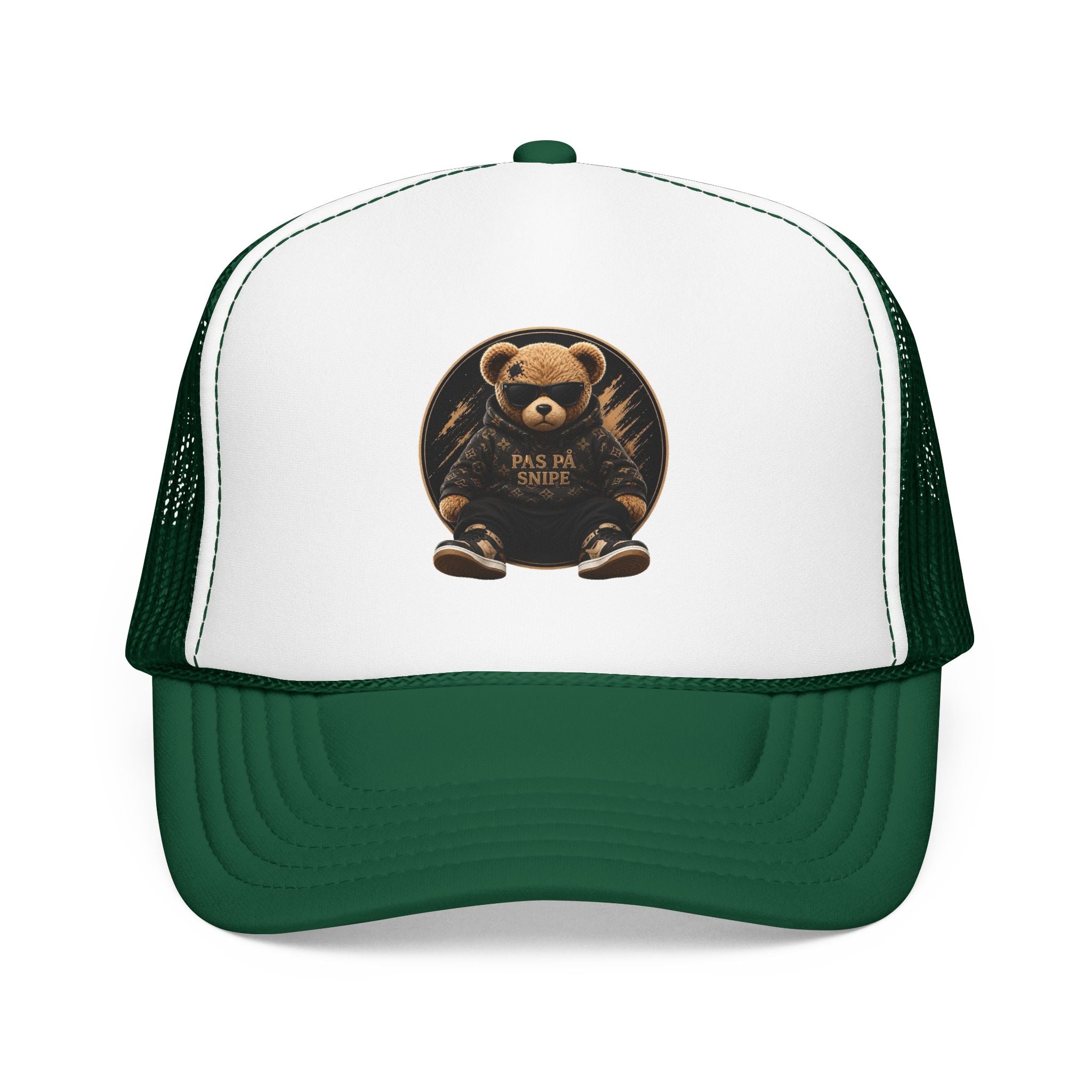 Teddy Bear Trucker Hat — Vintage "Pas de Panier" Patch Cap