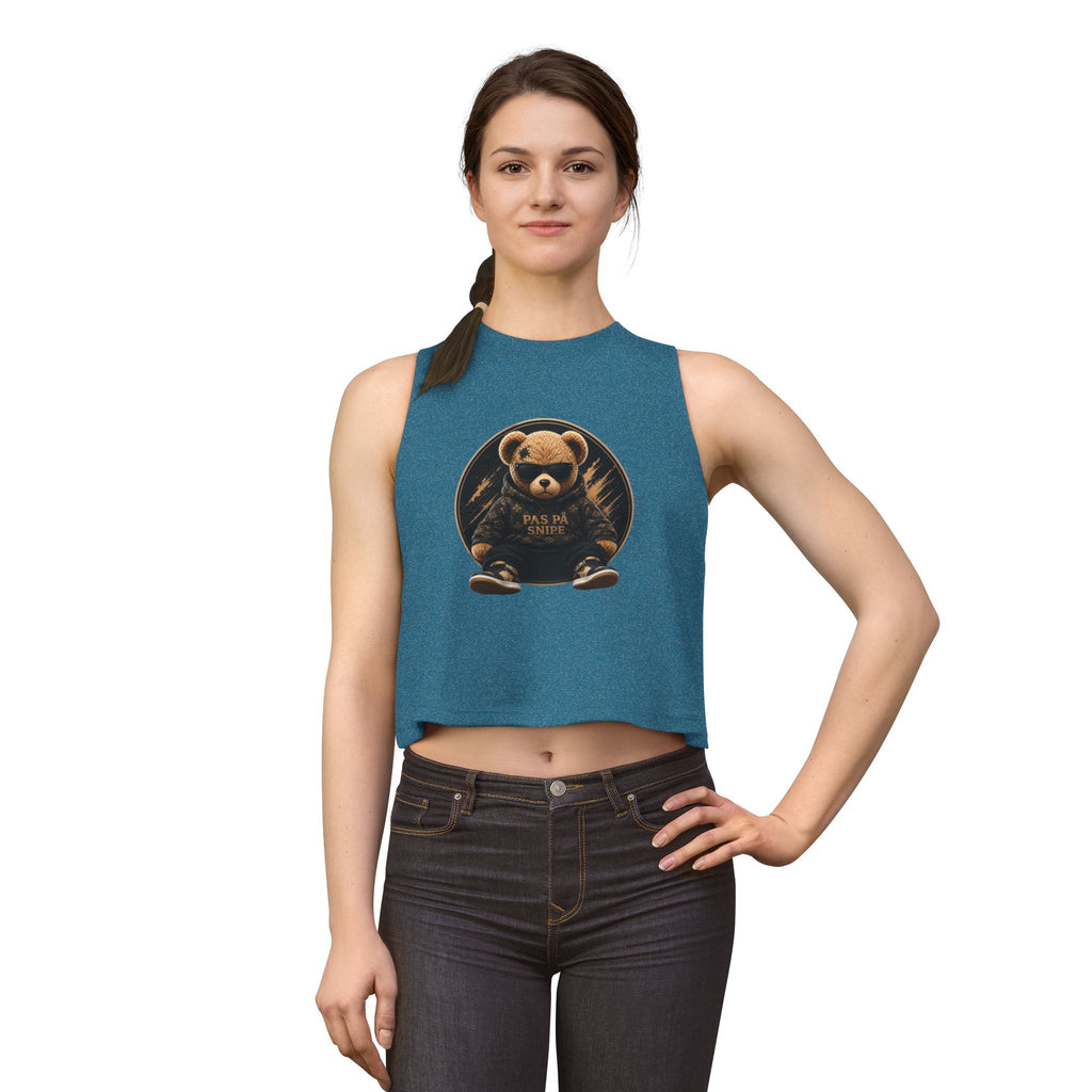 Cute Teddy Bear Graphic Crop Top — "Pas På Snipé" Women's Tank
