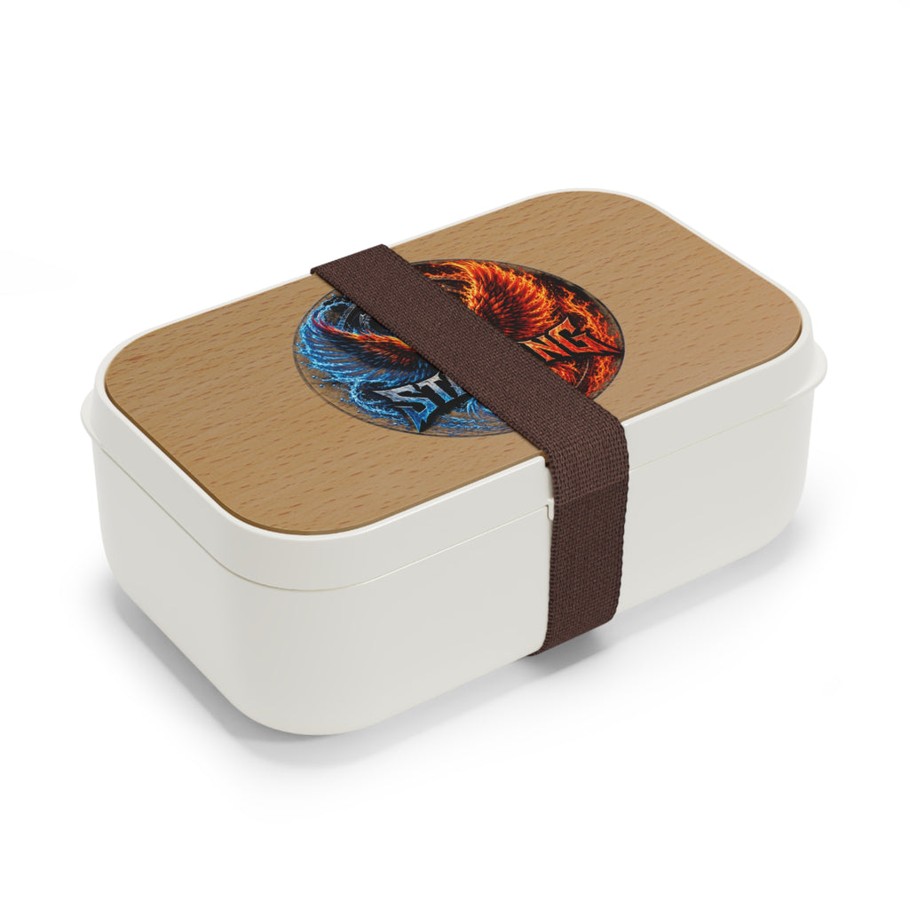 Team Stauding Bento Lunch Box — Fire & Ice Gaming Logo Wooden Lid