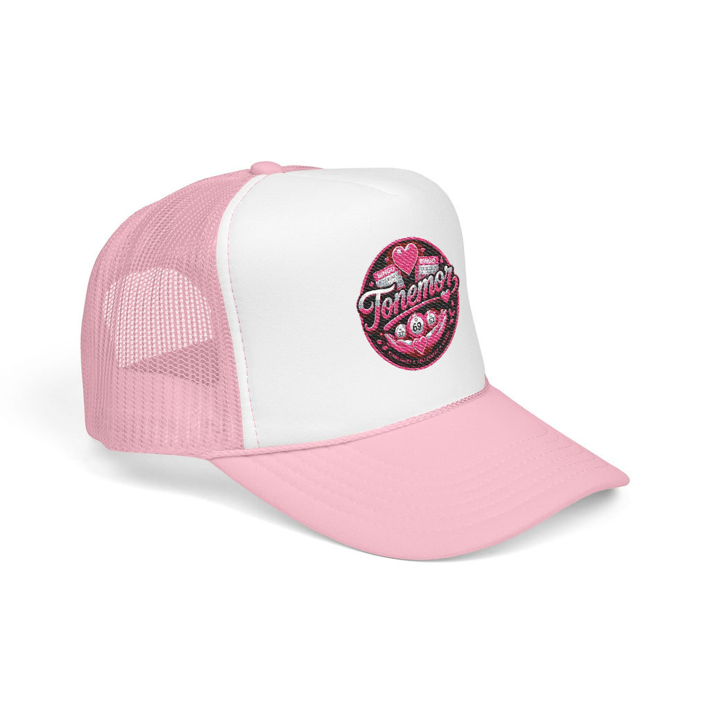 Foam Trucker Hat — Pink Glitter "Tenerme" Heart Patch Cap