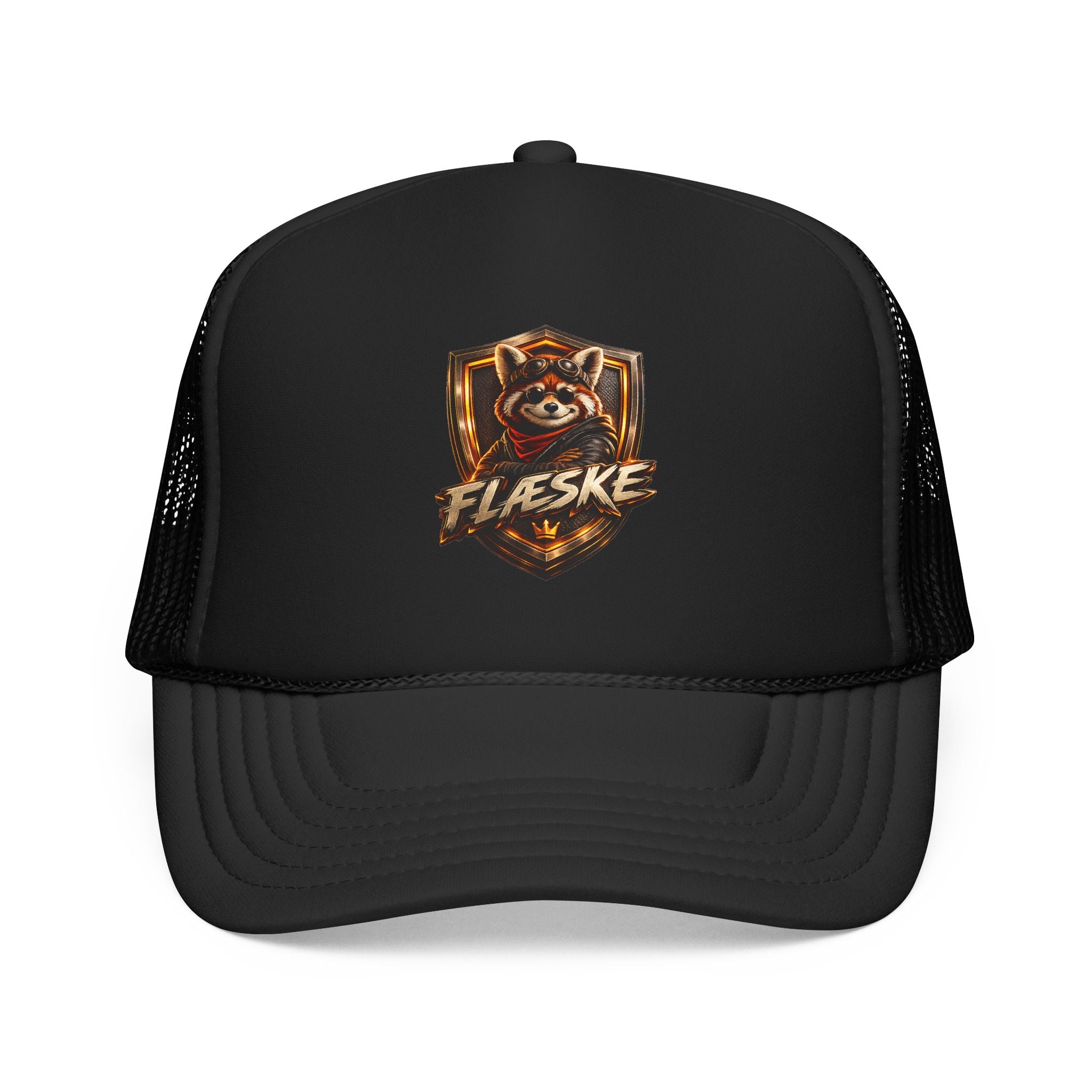 Ember Raccoon Shield Trucker Hat