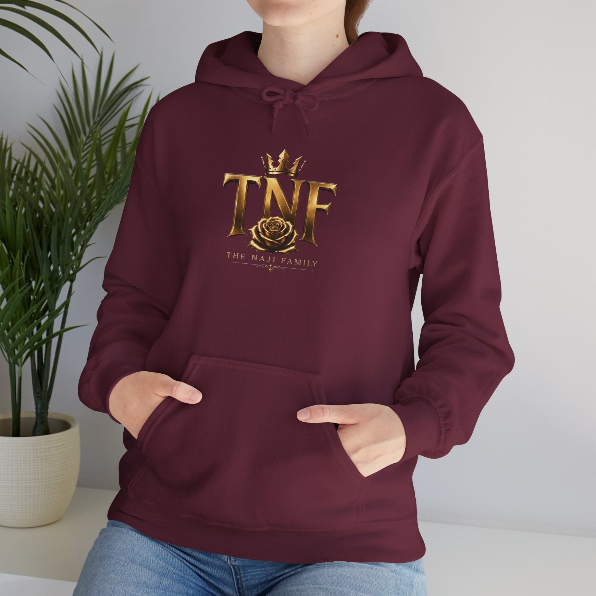 TNF Gold Rose Hoodie — Elegant Crown Logo Pullover