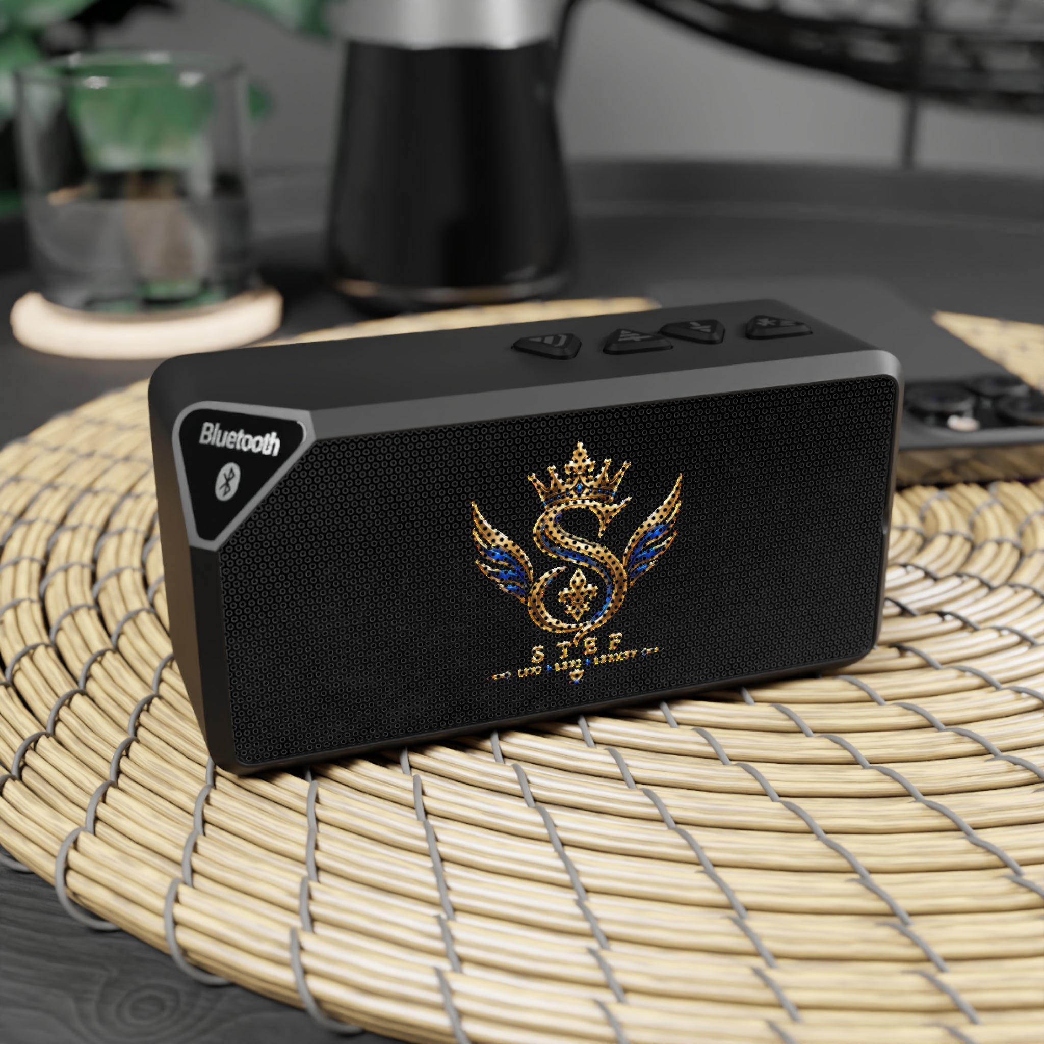 Bluetooth Speaker — Gold Crown Emblem Portable Wireless Speaker