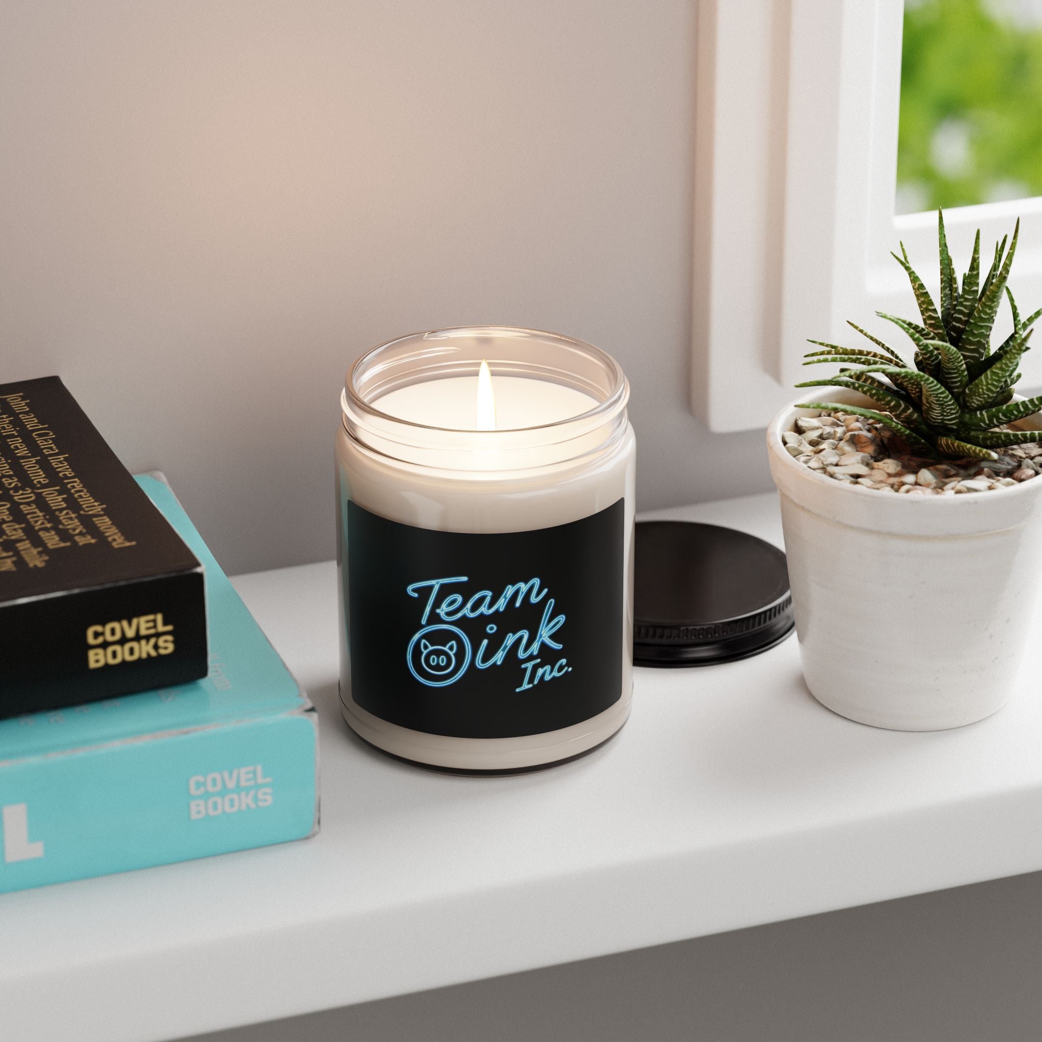 9oz 'Team Oink Inc.' Scented Soy Candle — Clean Cotton & Fresh Linen Home Candle