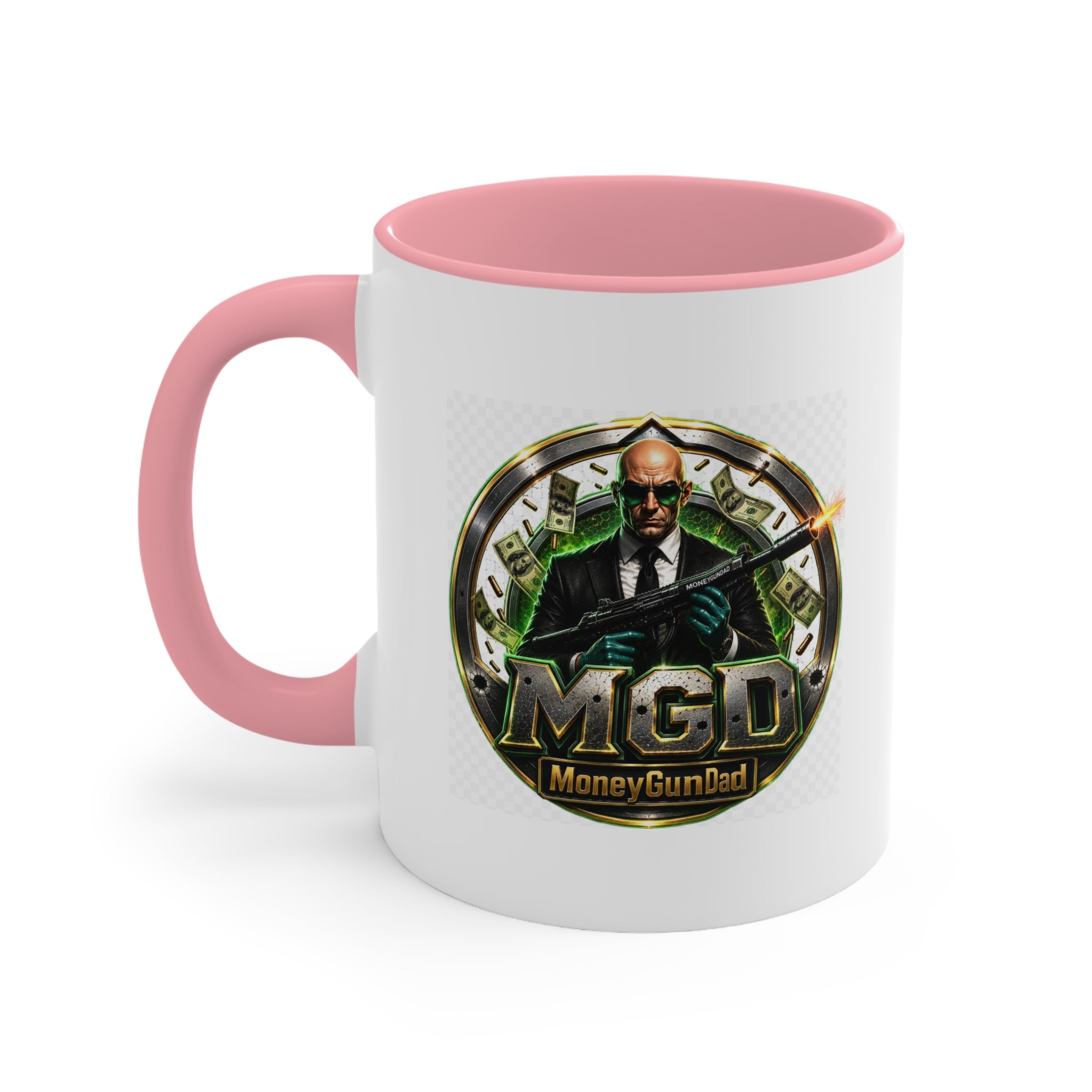 MoneyGunDad Accent Mug — Gamer/Streamer Logo Coffee Cup