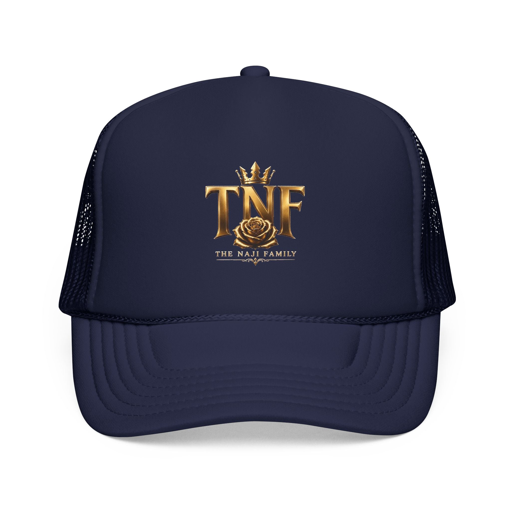 TNF Gold Rose Trucker Hat — The Dark Family Logo Foam Cap