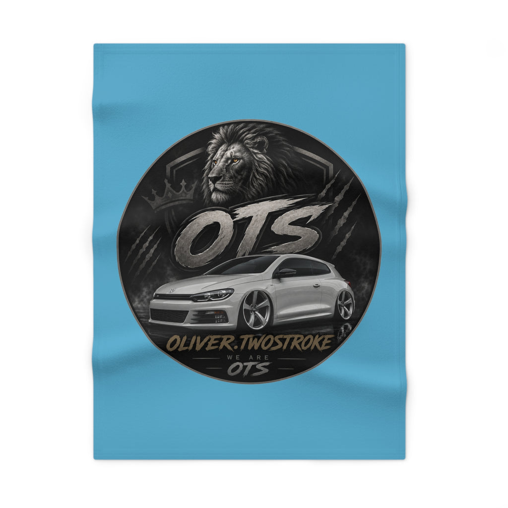 Custom OTS Lion & Car Baby Blanket - Soft Fleece Blue