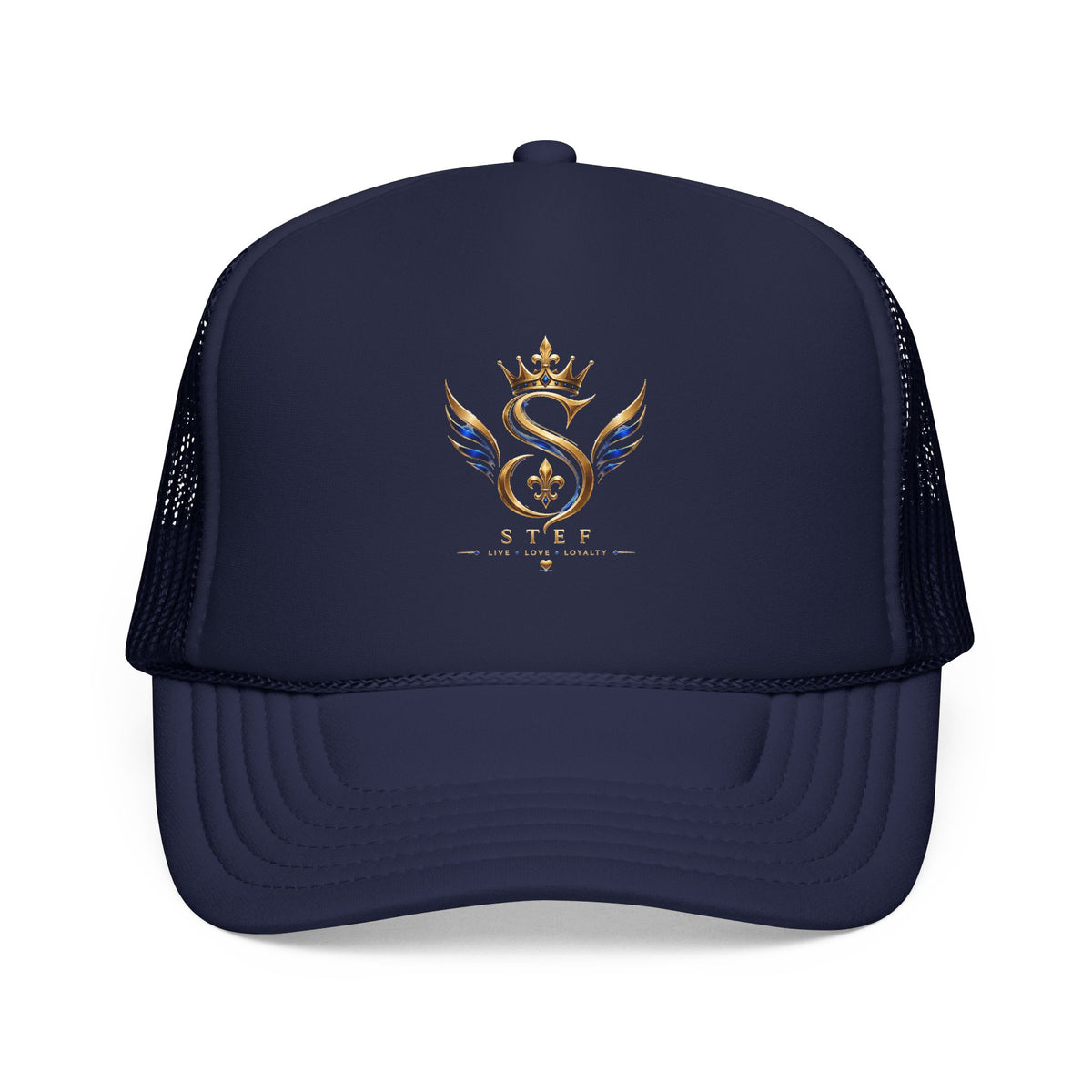 Embroidered Royal S Crest Trucker Hat – Gold Crown & Wings Foam Cap