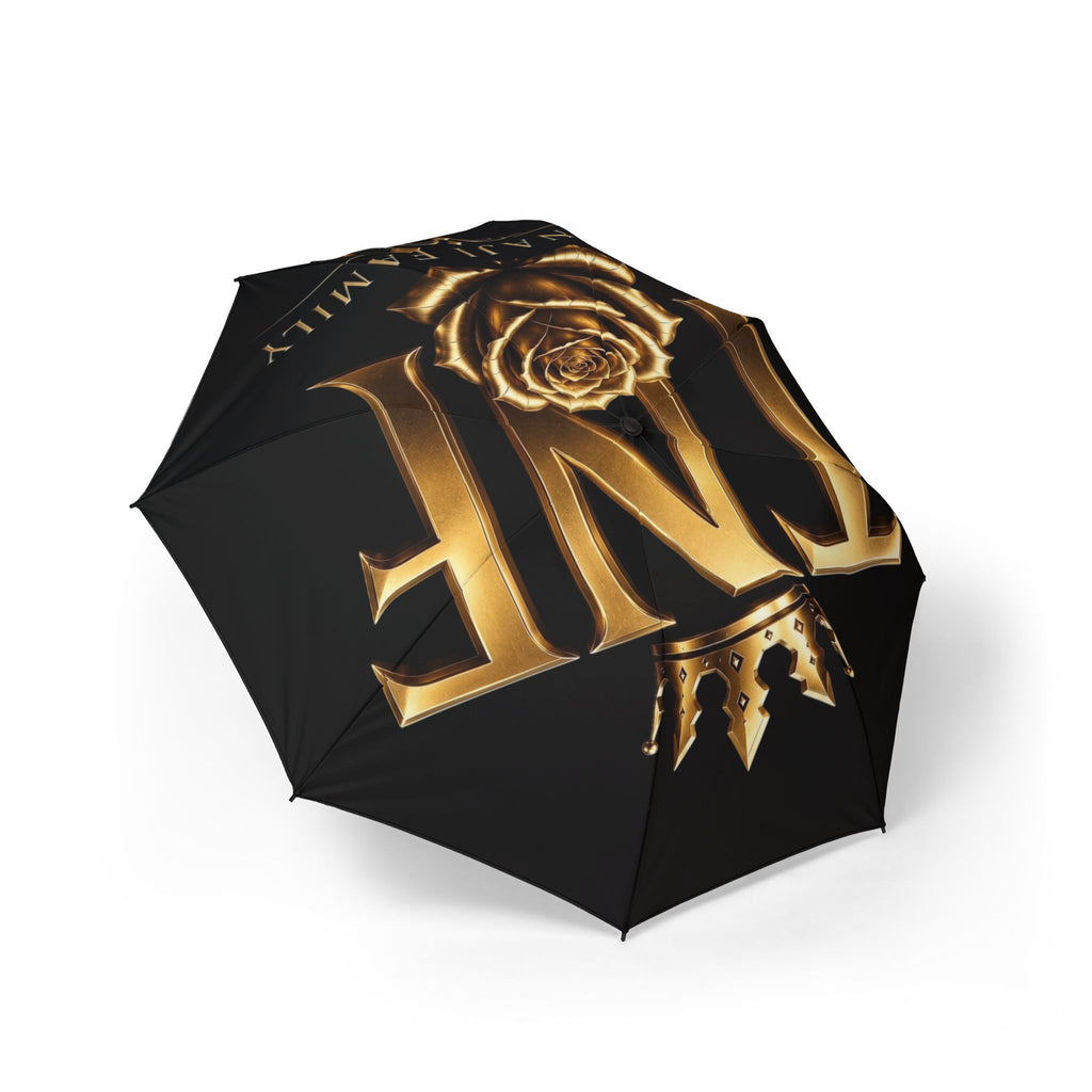 Gold Crown & Rose Foldable Umbrella — Semi-Automatic Compact Rain Umbrella