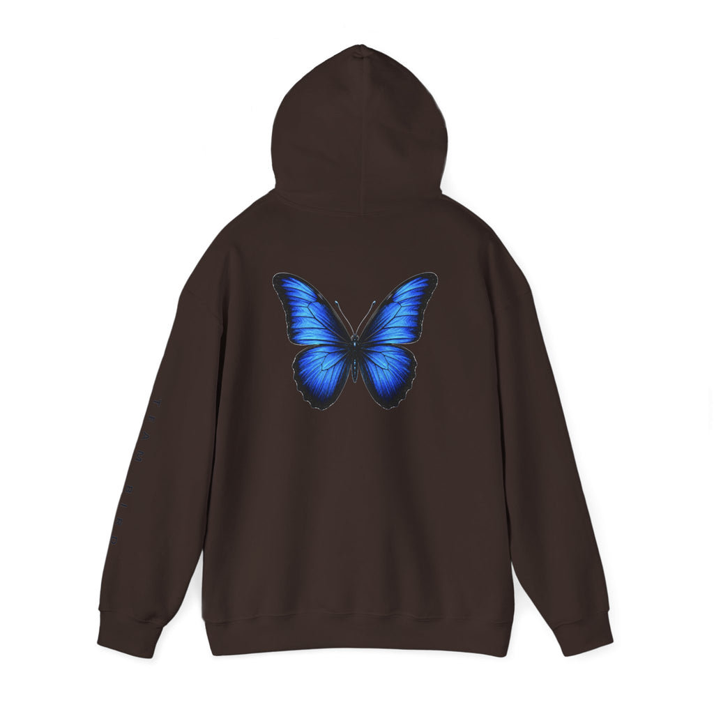 Butterfly Hoodie — "Team Bird" Blue Butterfly Graphic Hooded Sweatshirt