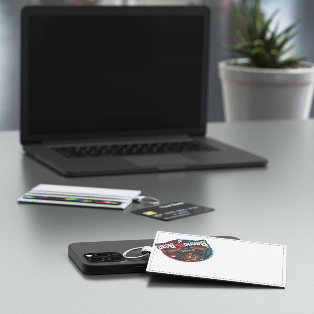Card Holder — 'Benno The Bear' Saffiano Leather Cardholder, Gamer Logo ID Wallet
