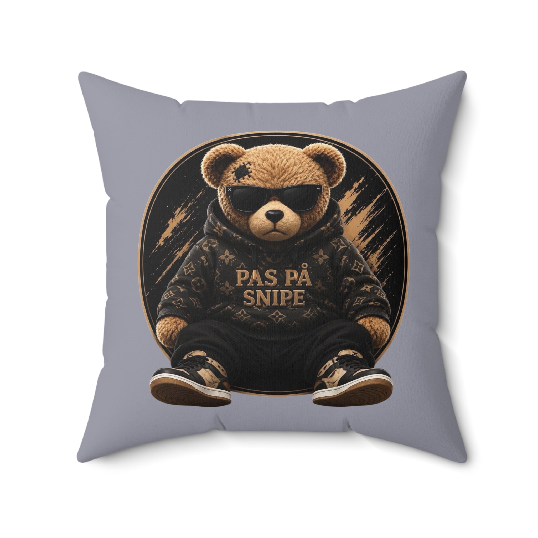 Teddy Bear 'Pas På Snipe' Decorative Pillow — Cozy Scandinavian Accent Pillow