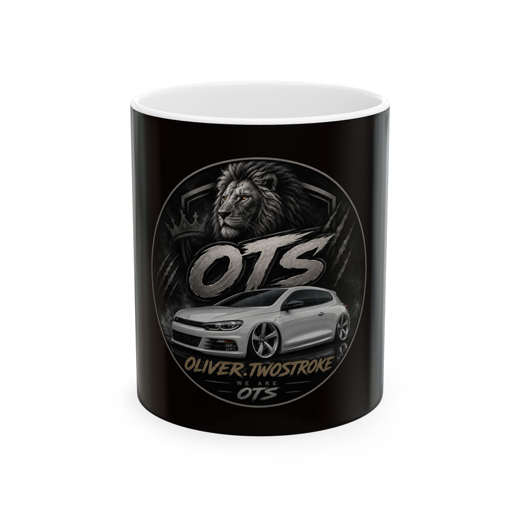 OTS Lion Car Ceramic Mug — Oliver TwoStroke 11oz/15oz Coffee Cup