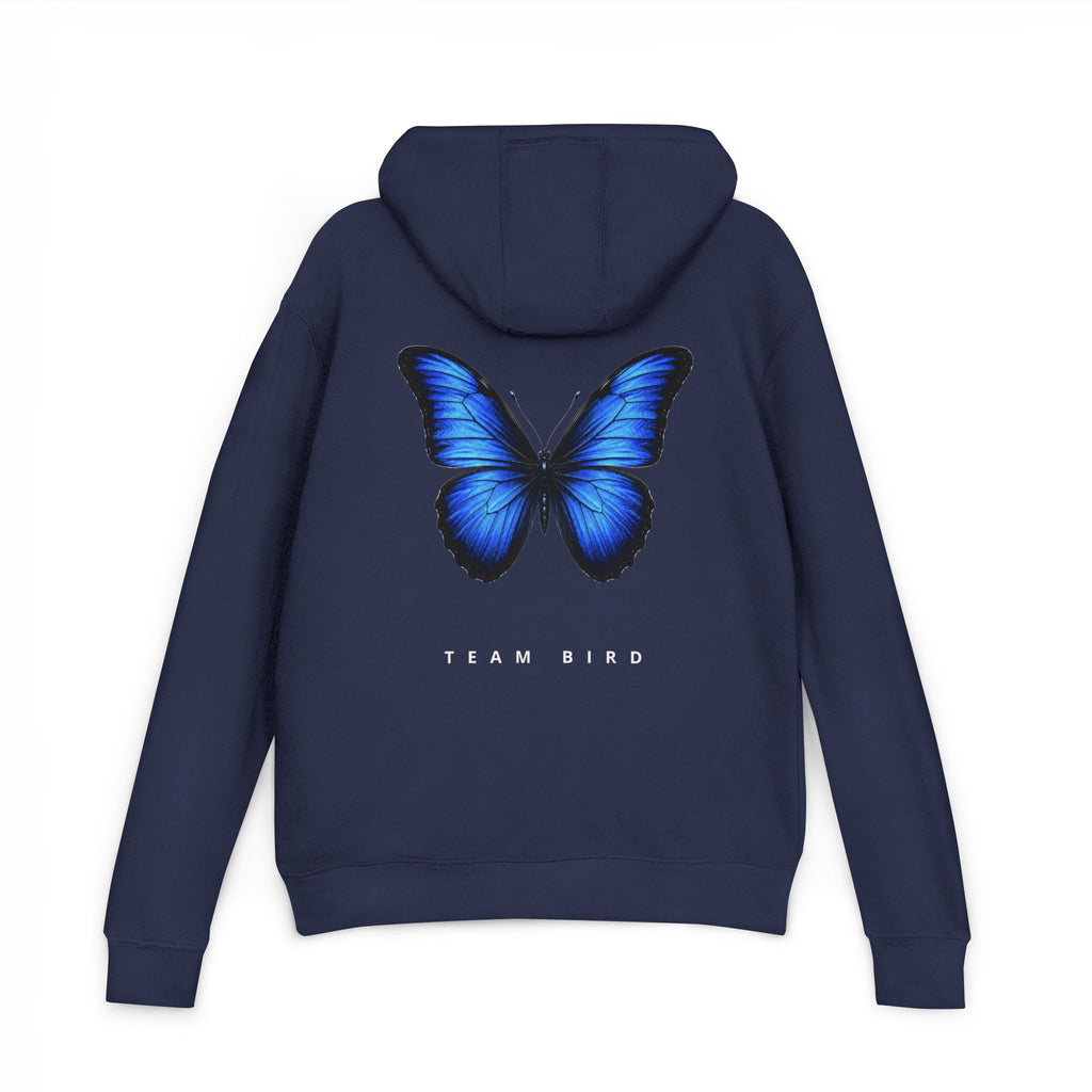 Butterfly Graphic Hoodie — "Team Bird" Blue Wing Pullover