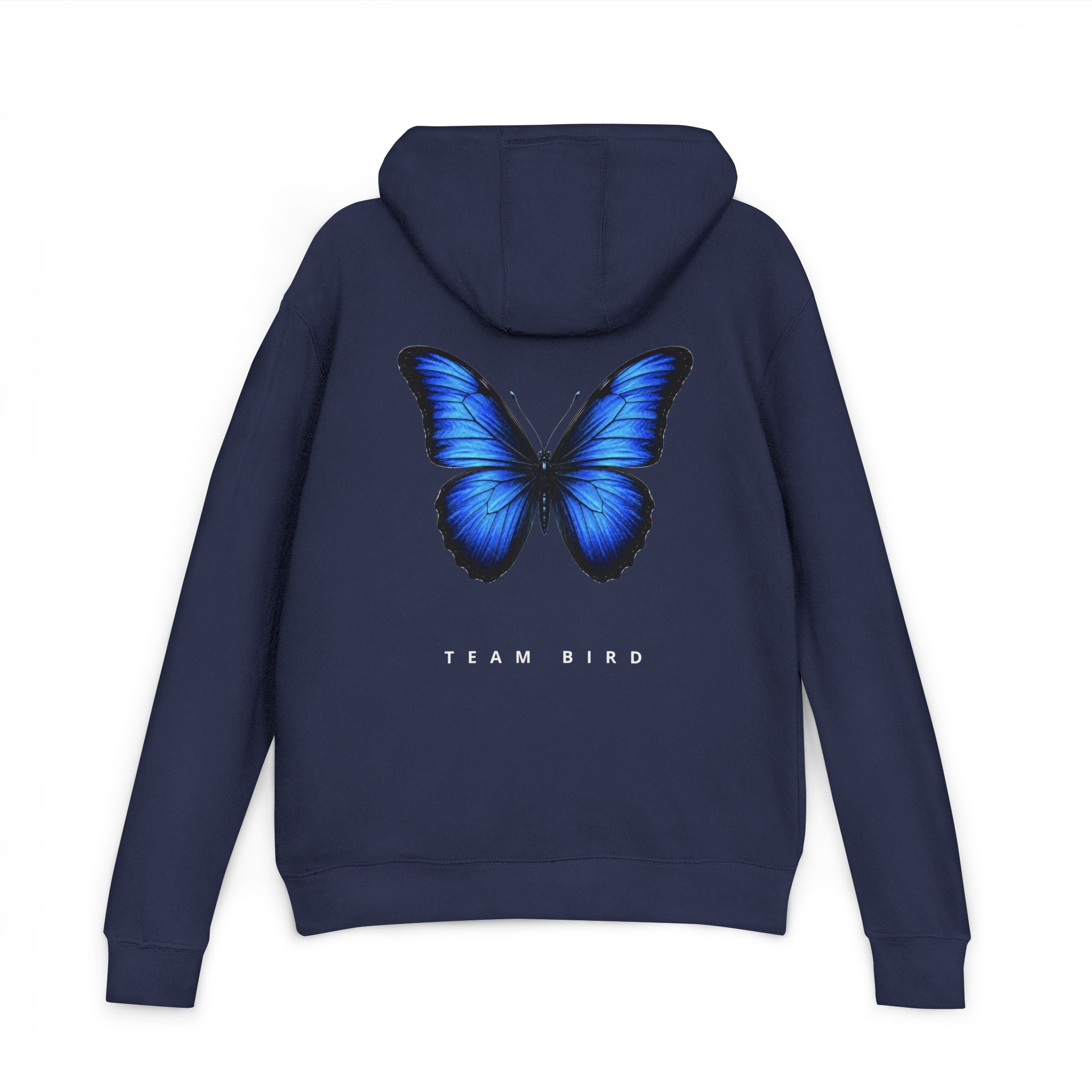Butterfly Graphic Hoodie — "Team Bird" Blue Wing Pullover
