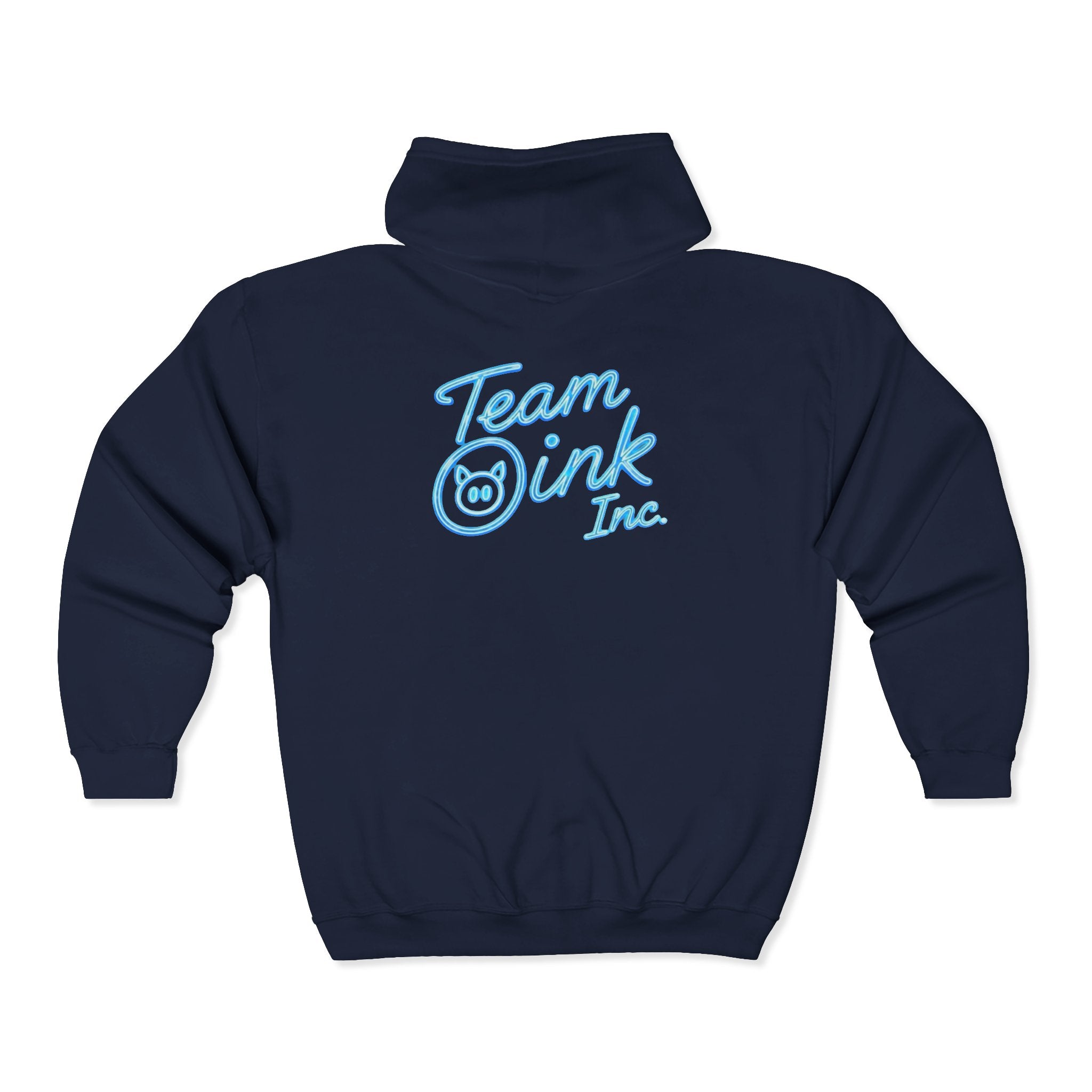 Team Ink Inc. Full-Zip Hoodie — Retro Script Logo Zip-Up Sweatshirt