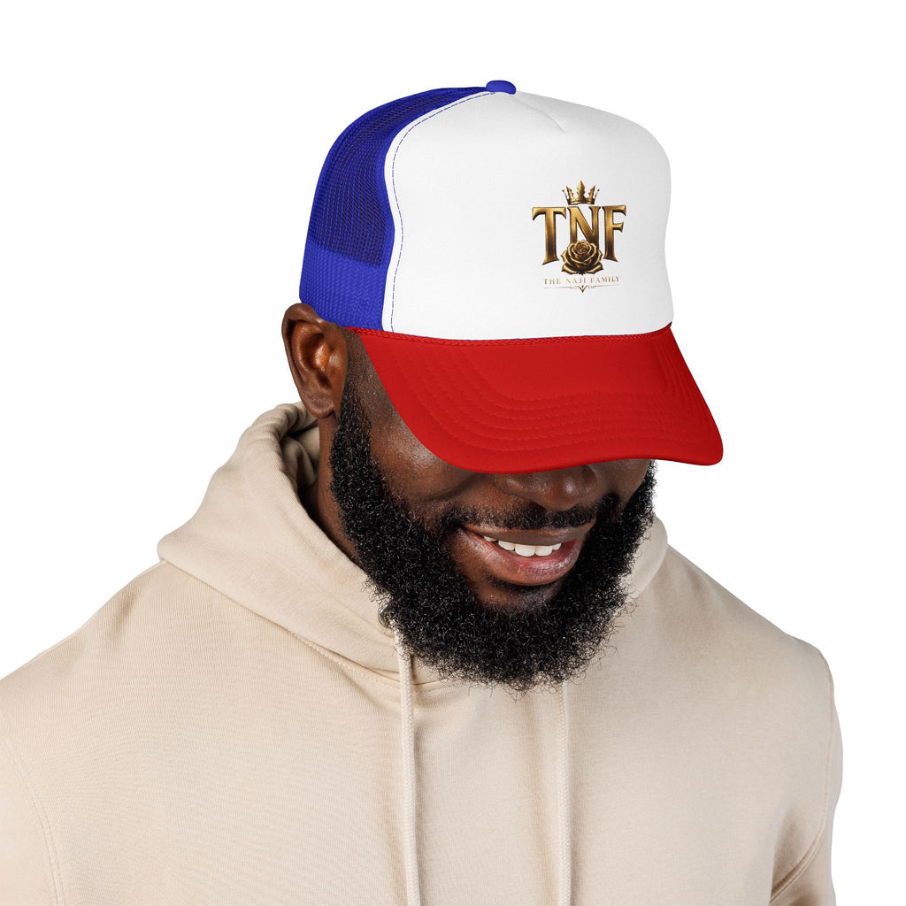 TNF Gold Rose Trucker Hat — The Dark Family Logo Foam Cap