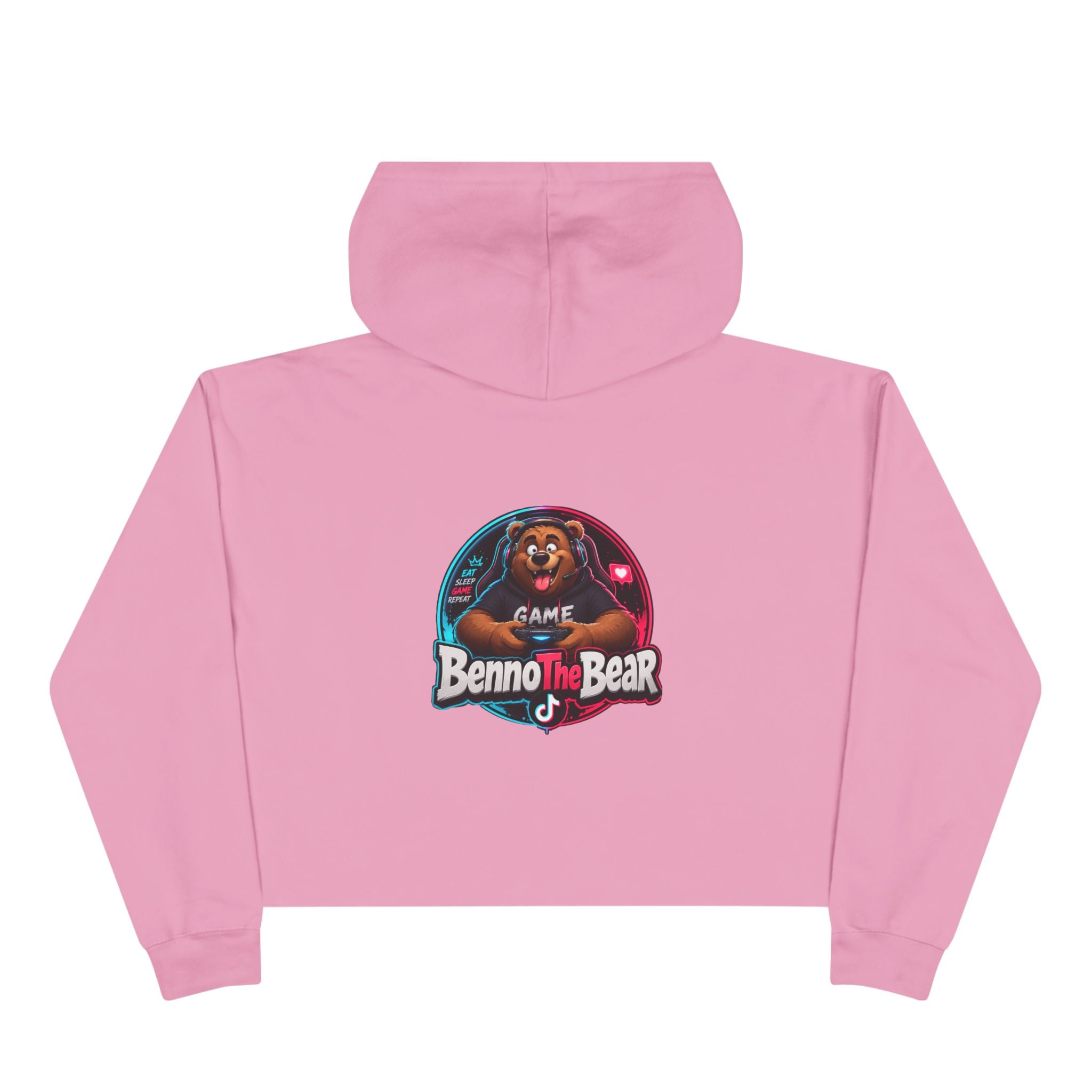 Benno The Bear Crop Hoodie — Cute Gamer Bear Logo Cropped Hoodie