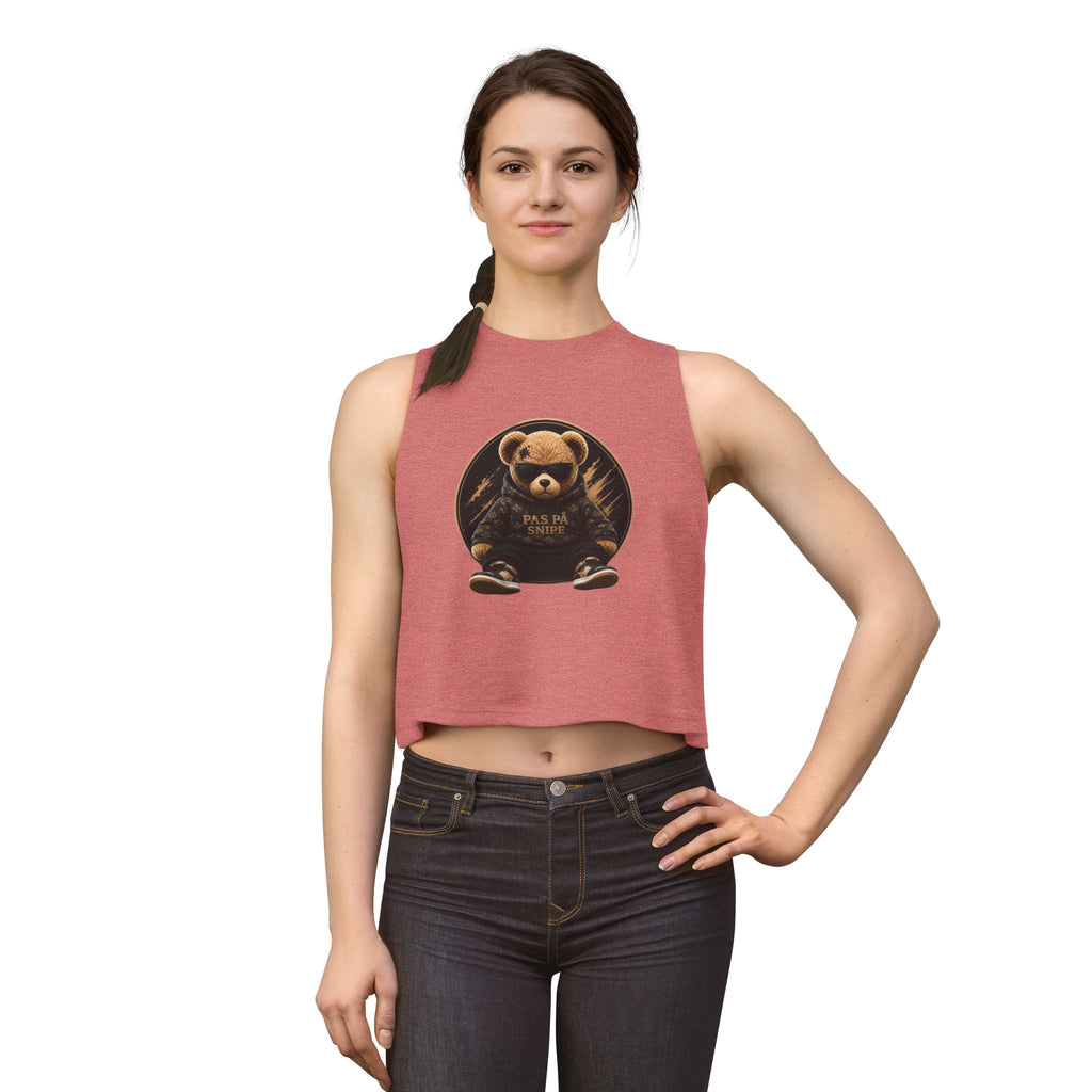 Cute Teddy Bear Graphic Crop Top — "Pas På Snipé" Women's Tank