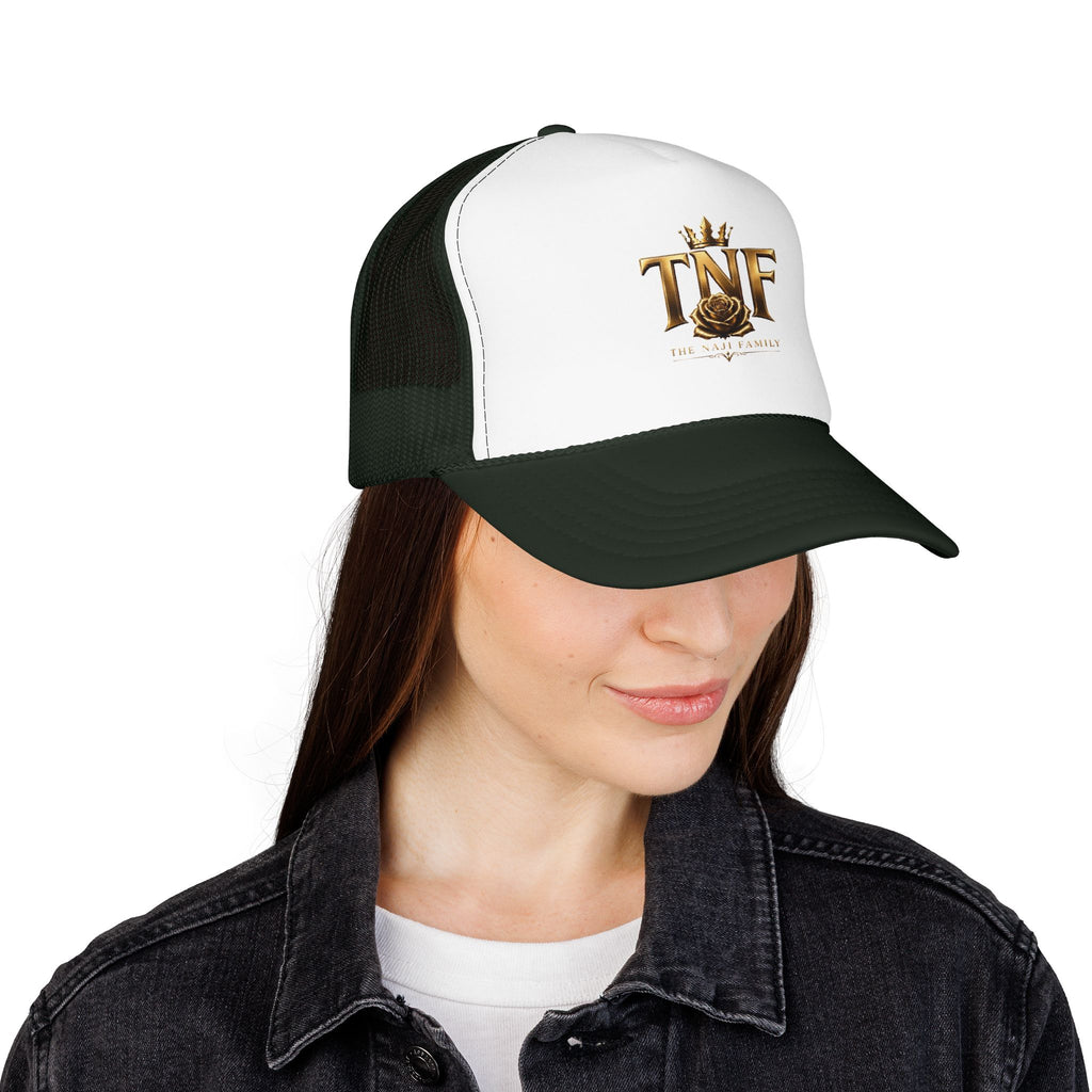 TNF Gold Rose Trucker Hat — The Dark Family Logo Foam Cap