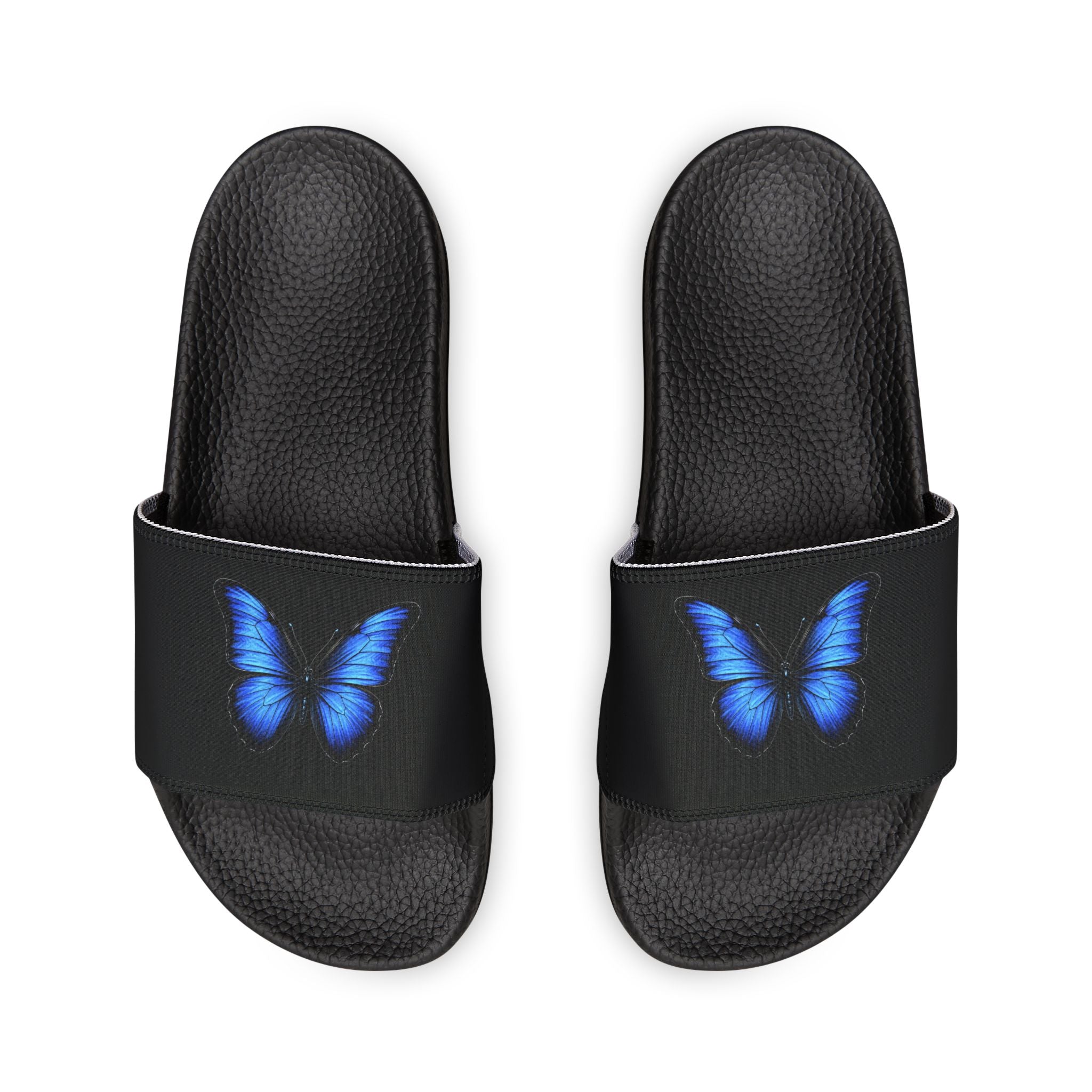 Men's Butterfly Slide Sandals — Blue Neon Wing Removable-Strap Slides