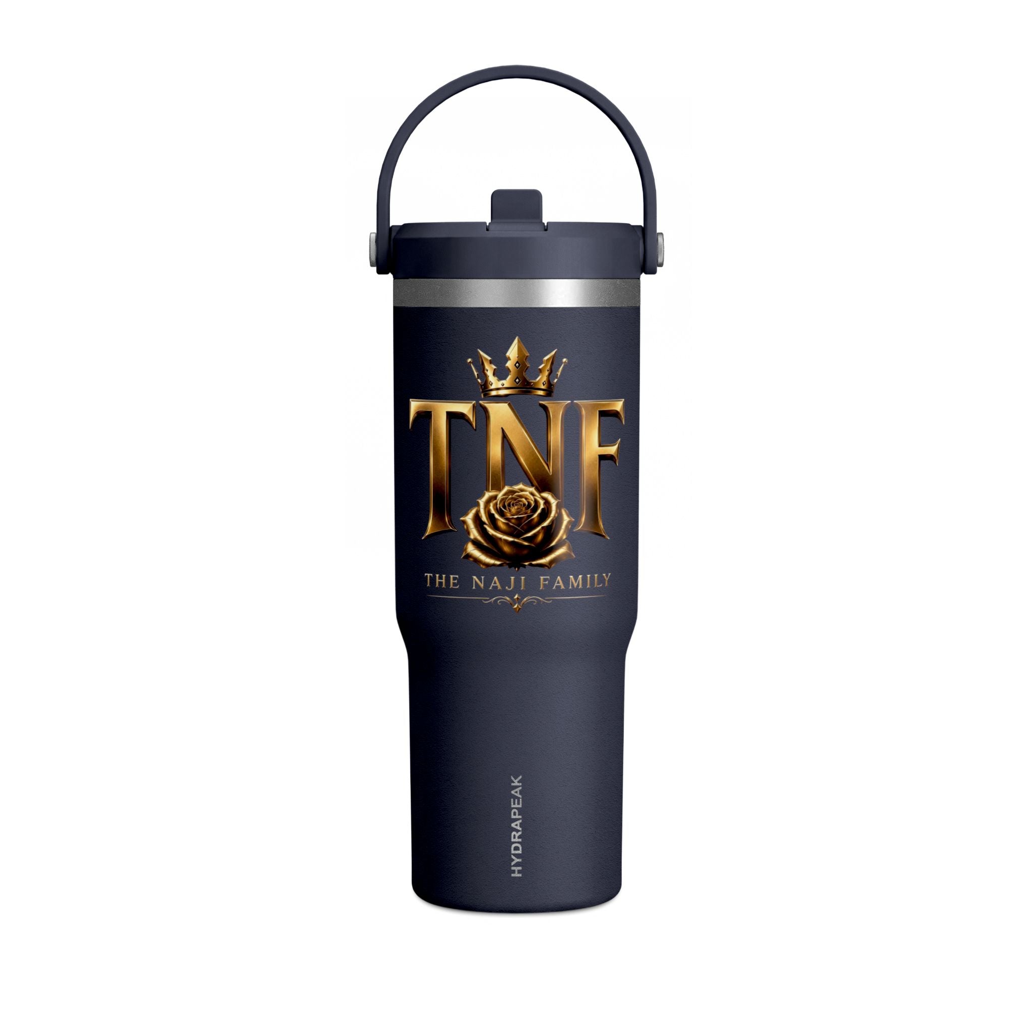 TNF 'The Naji Family' 32oz Nomad Tumbler – Insulated Travel Cup with Gold Crest Design