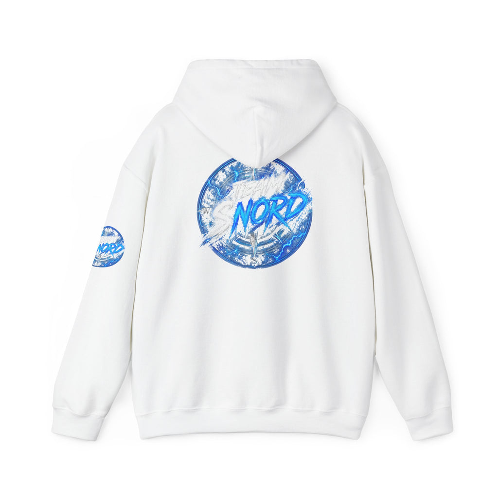 Nord Globe Hoodie — Blue Vintage Graphic Hooded Sweatshirt