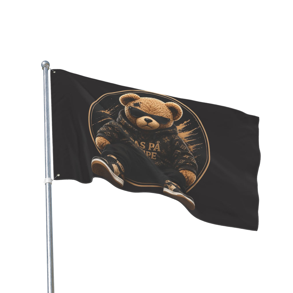 Double-Sided Flag — Cool Teddy Bear "Pas På Snipe" Outdoor Banner