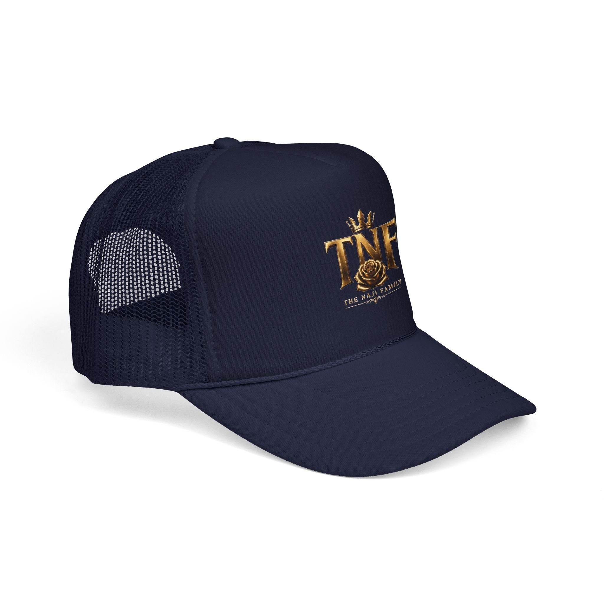 TNF Gold Rose Trucker Hat — The Dark Family Logo Foam Cap