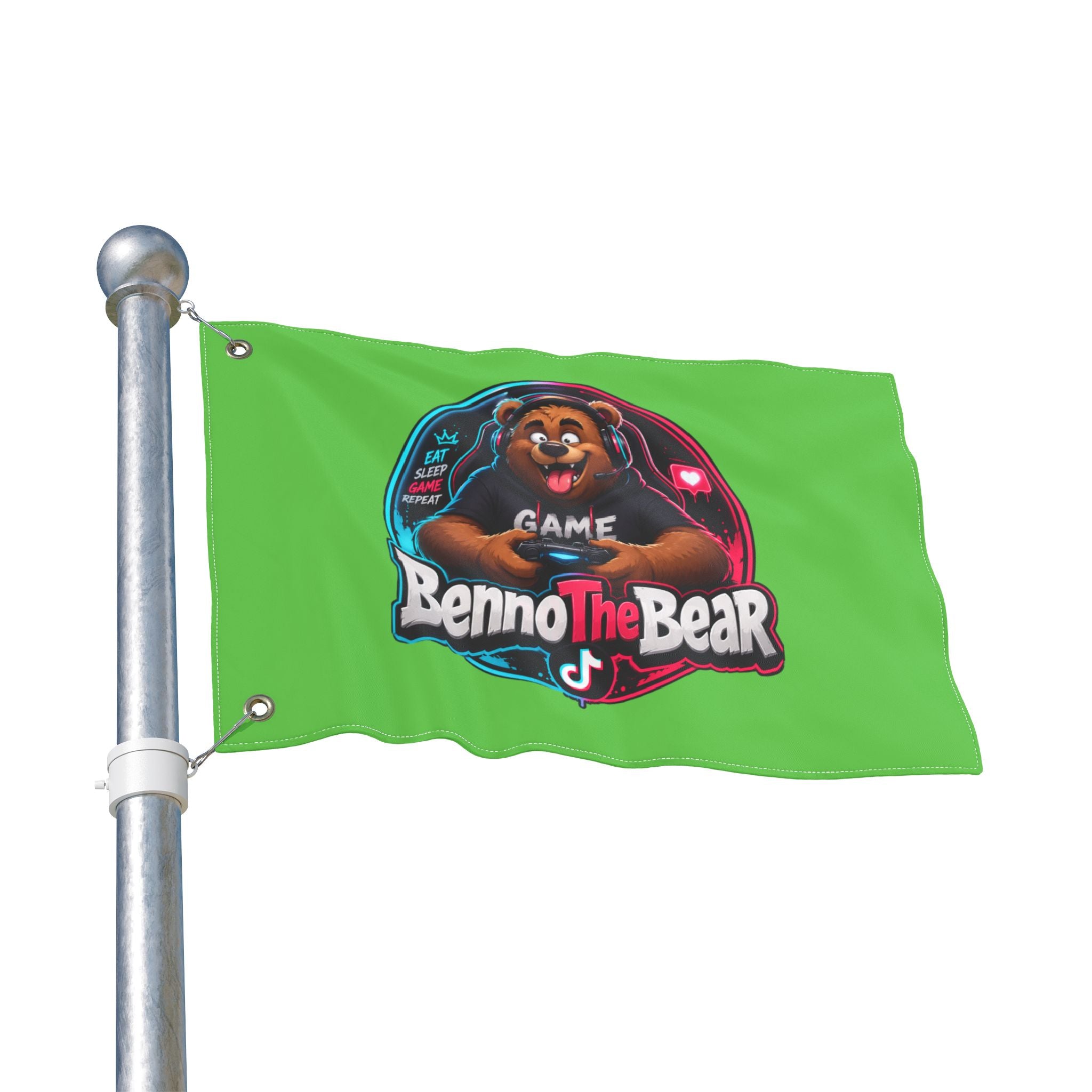 Benno The Bear Gaming Flag — Double-Sided Gamers Banner