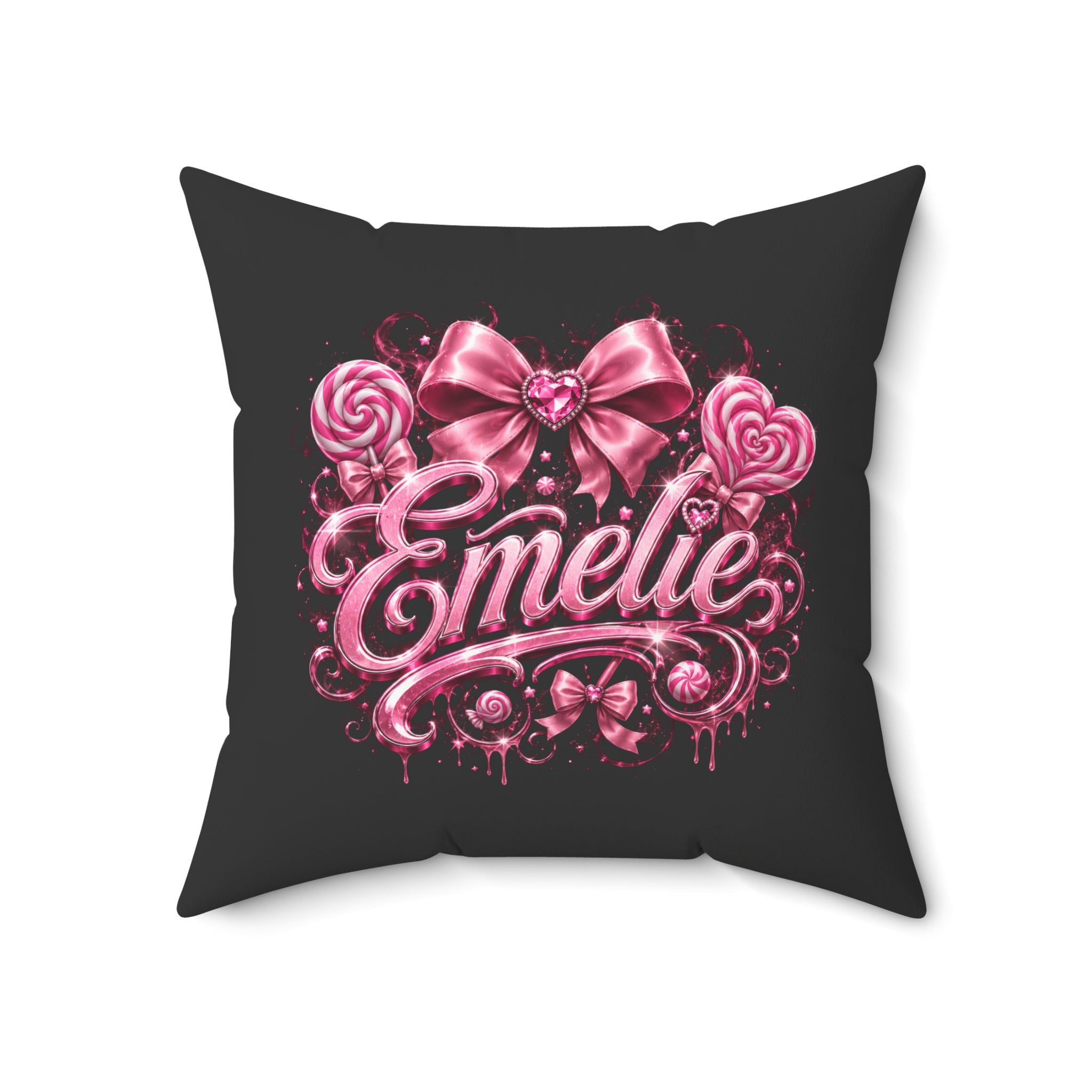 Emelie Pink Ribbon Decorative Throw Pillow