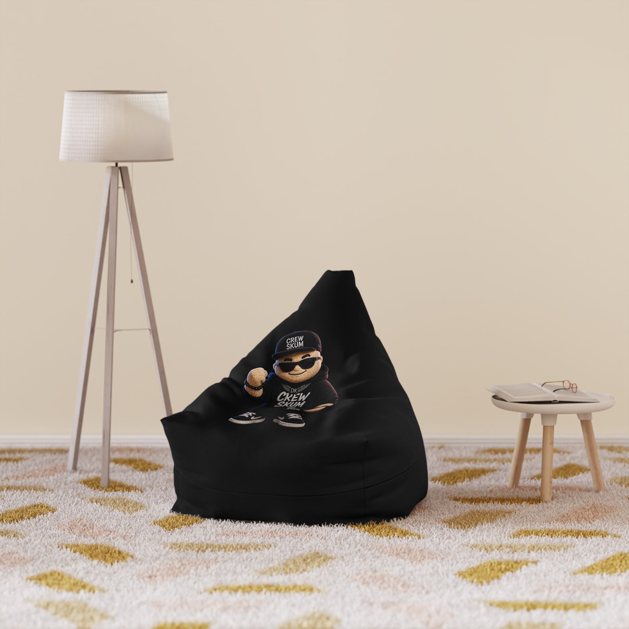 Hip-Hop Crew Bean Bag Cover — 'Crew' DJ Mascot Graphic