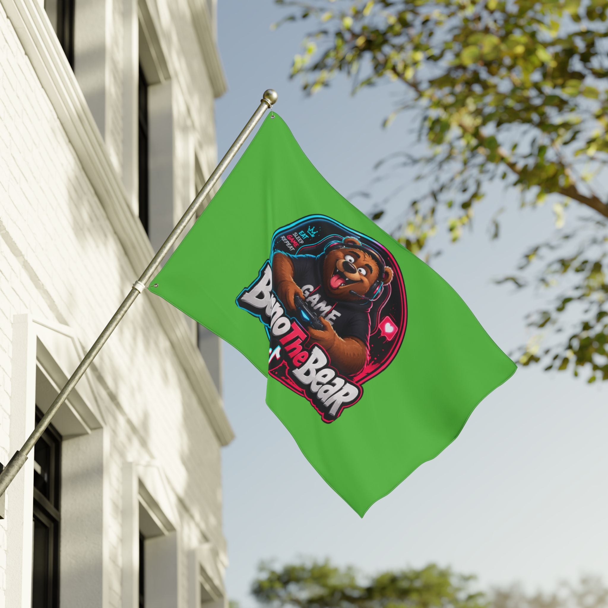Benno The Bear Gaming Flag — Double-Sided Gamers Banner