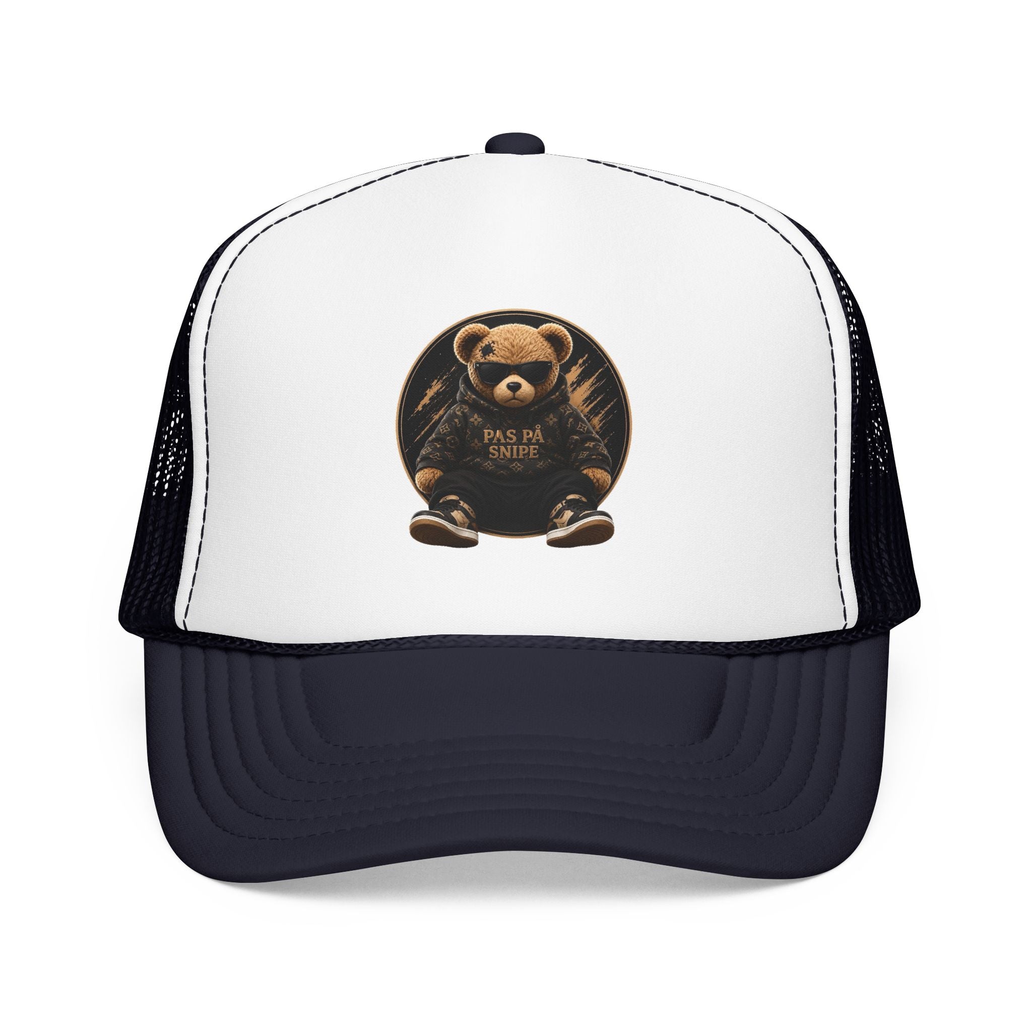 Teddy Bear Trucker Hat — Vintage "Pas de Panier" Patch Cap