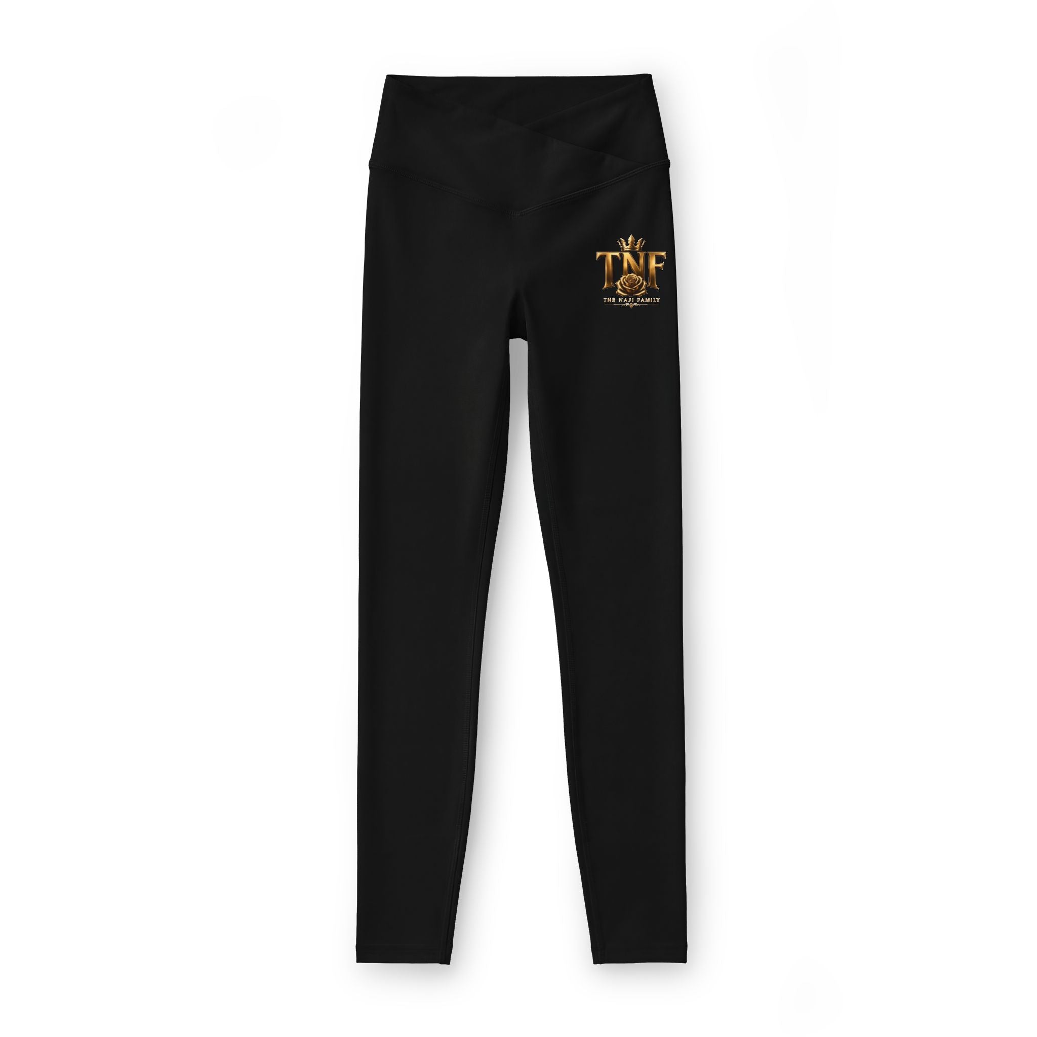Women's Luxe Leggings — Gold Floral 'TNF' Logo High-Waist Active Leggings