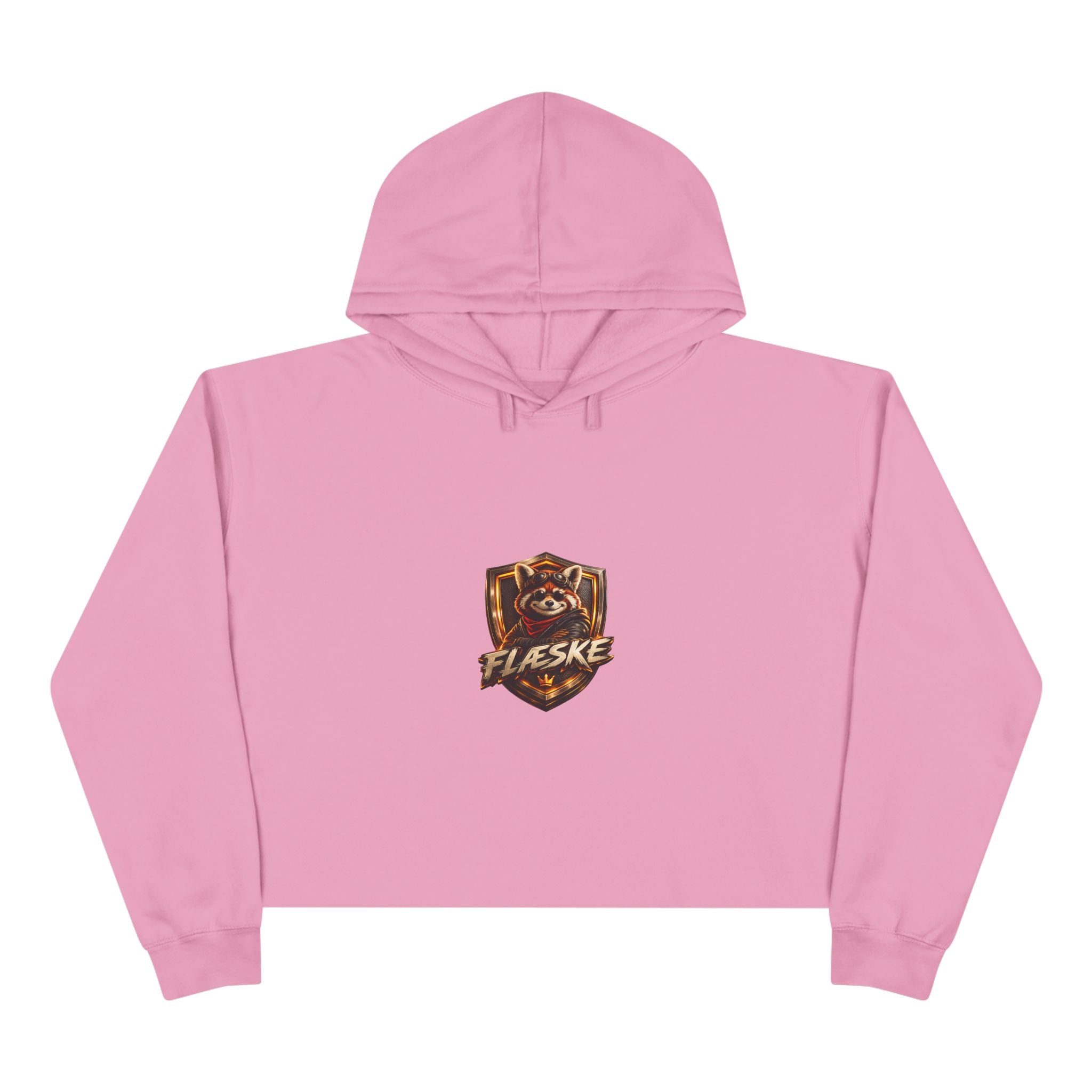 Raccoon Shield Crop Hoodie — Flaeske Gamer Logo Cropped Hoodie