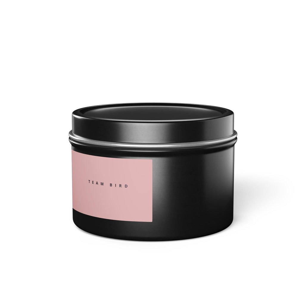 Butterfly Tin Candle — Floral & Vanilla Scented Travel Candle, 'Team Bird' Pink Label
