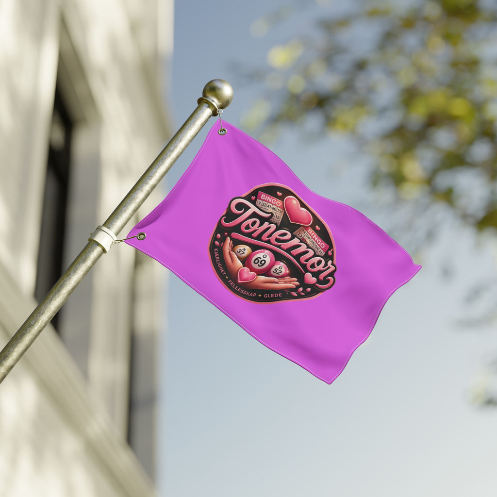 Tonemor Bingo Hearts Flag — Double-Sided Pink Decorative Flag