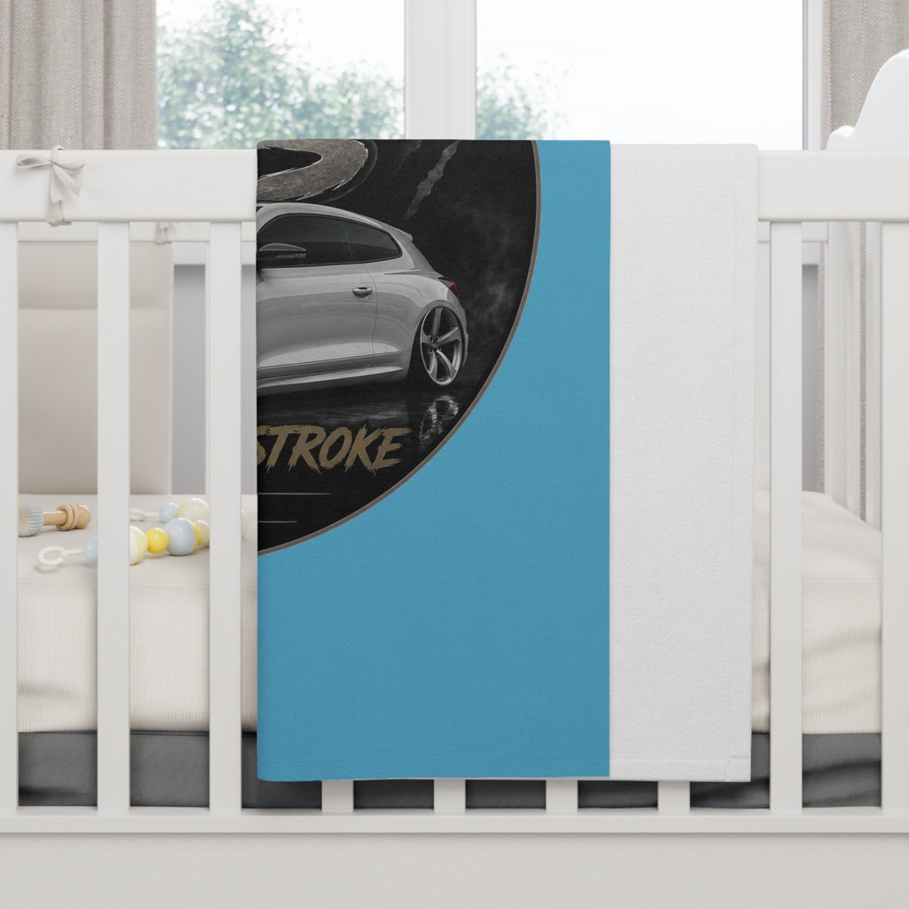 Custom OTS Lion & Car Baby Blanket - Soft Fleece Blue