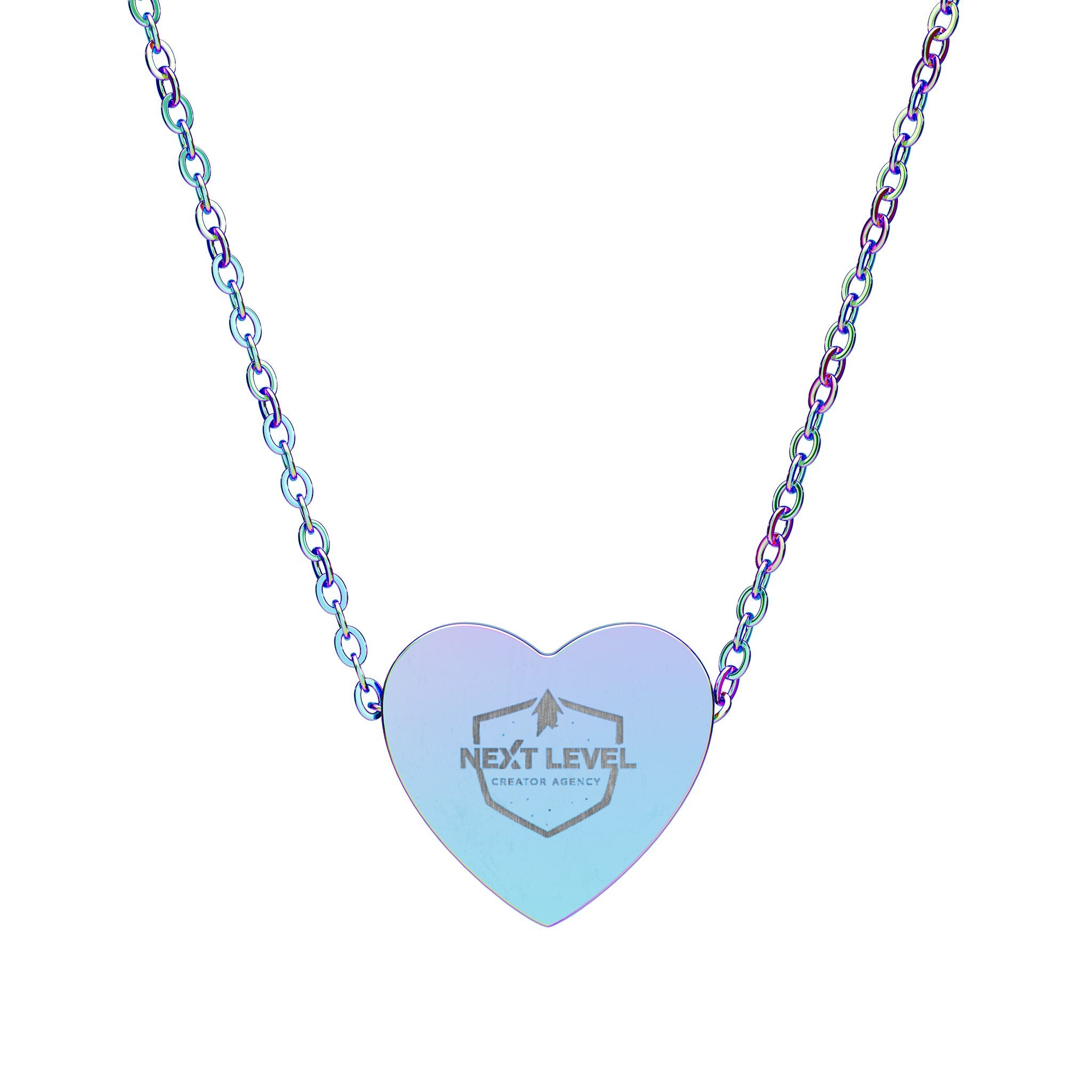NLC Engraved Heart Necklace — Personalized Crown & Initial Pendant
