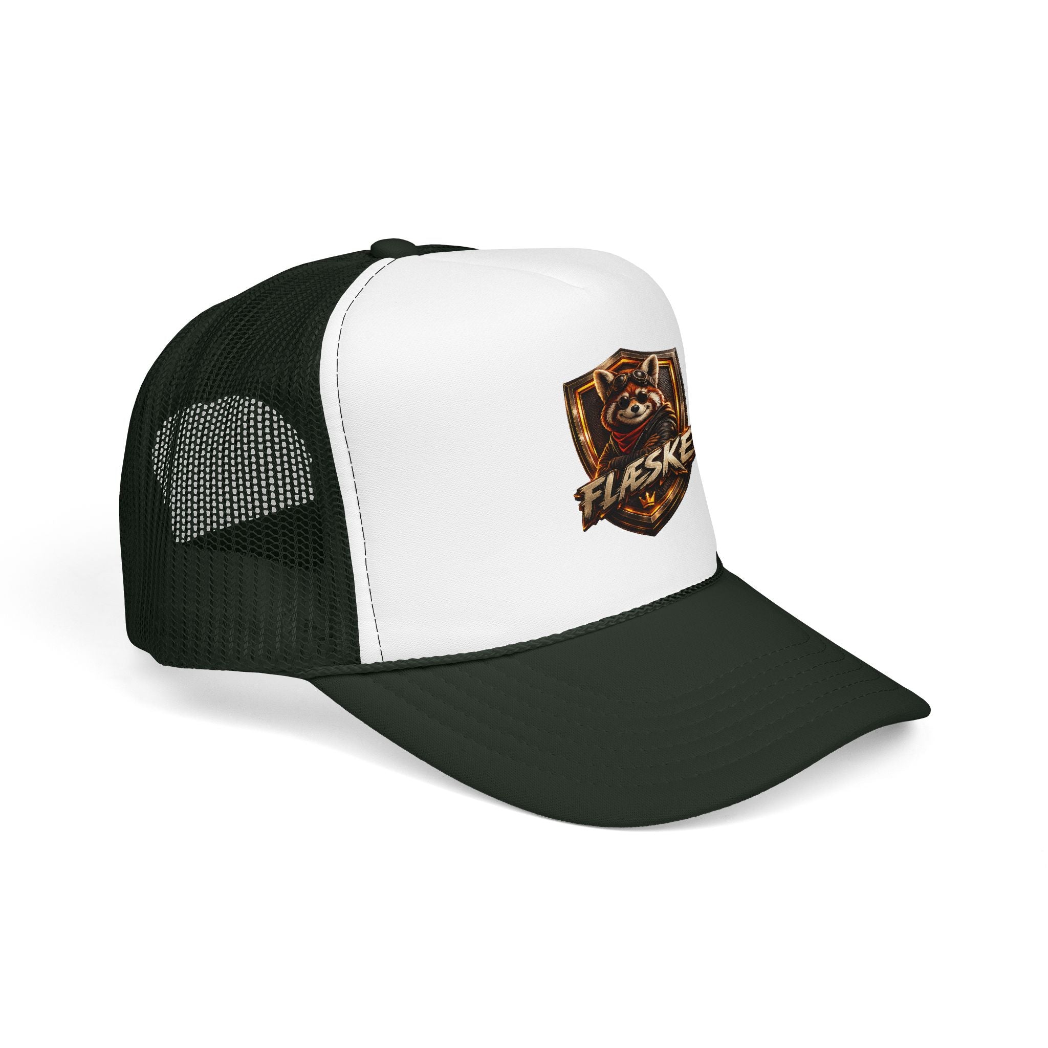 Ember Raccoon Shield Trucker Hat