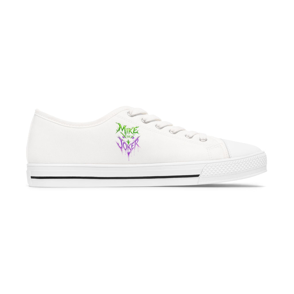 Floral Vibes Low Top Sneakers – Women's White Canvas Shoes with Purple Blossom Accent