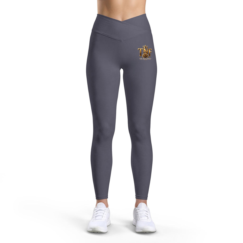 Women's Luxe Leggings — Gold Floral 'TNF' Logo High-Waist Active Leggings