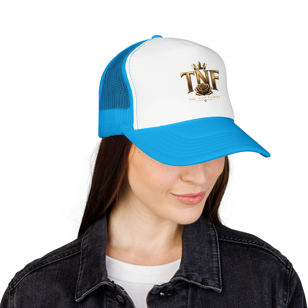 TNF Gold Rose Trucker Hat — The Dark Family Logo Foam Cap