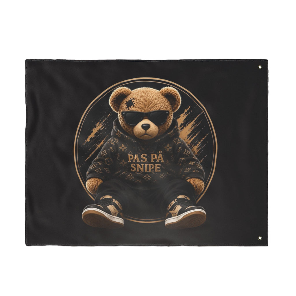 Double-Sided Flag — Cool Teddy Bear "Pas På Snipe" Outdoor Banner