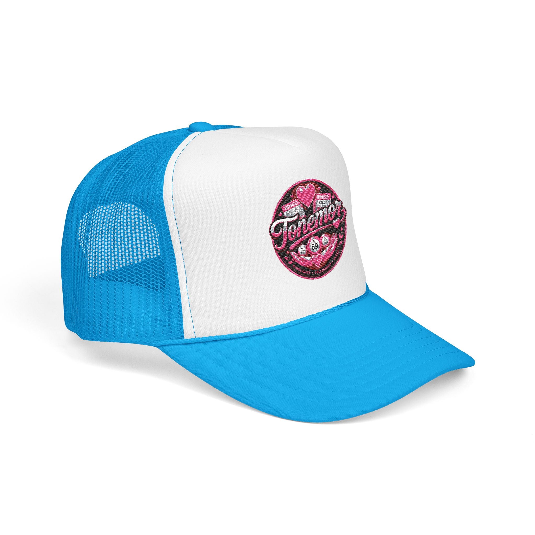 Foam Trucker Hat — Pink Glitter "Tenerme" Heart Patch Cap