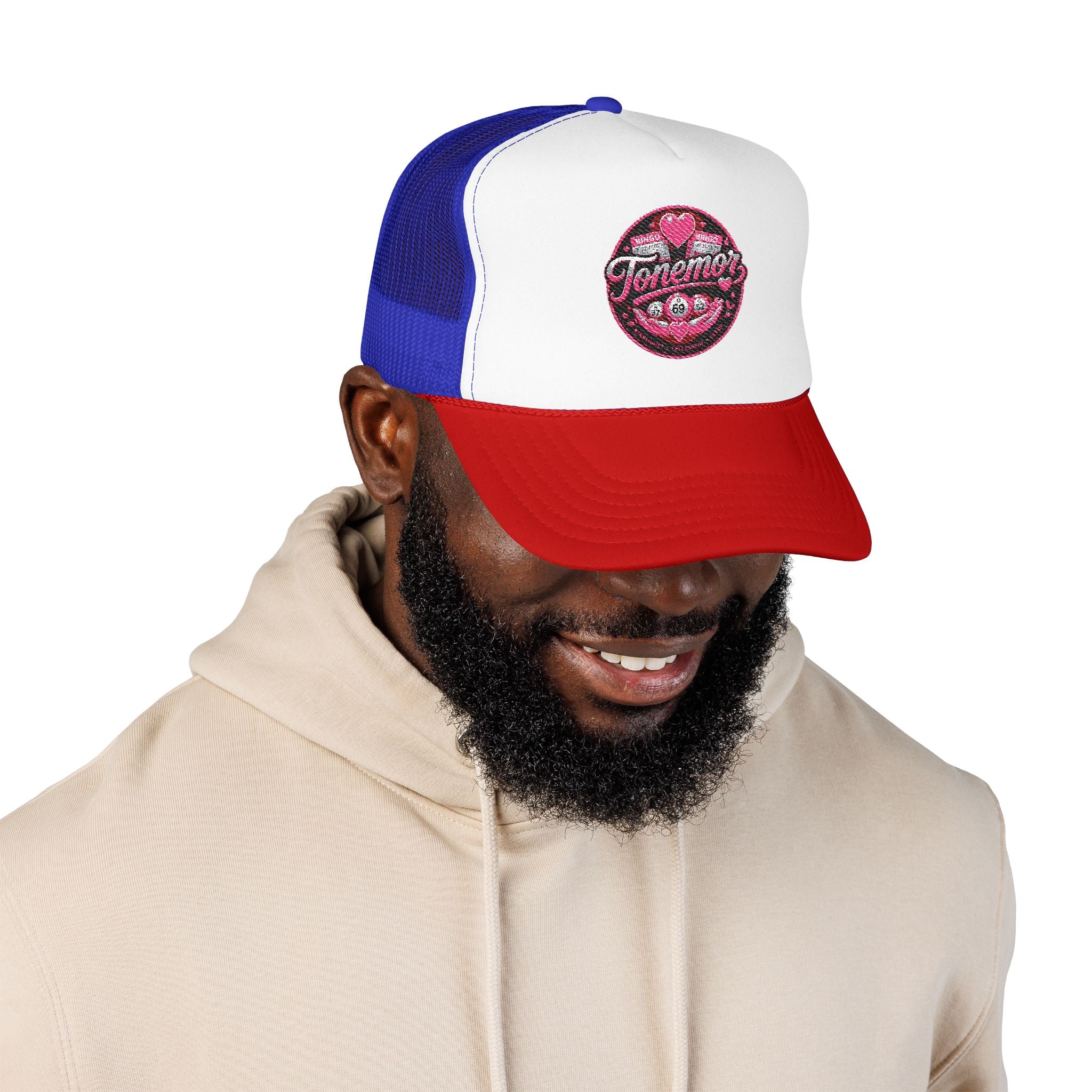 Foam Trucker Hat — Pink Glitter "Tenerme" Heart Patch Cap