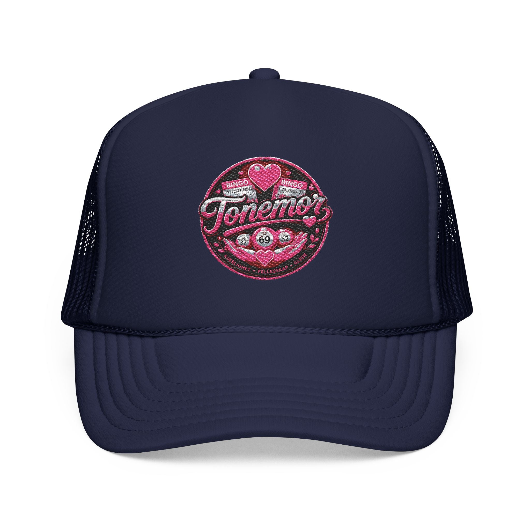 Foam Trucker Hat — Pink Glitter "Tenerme" Heart Patch Cap