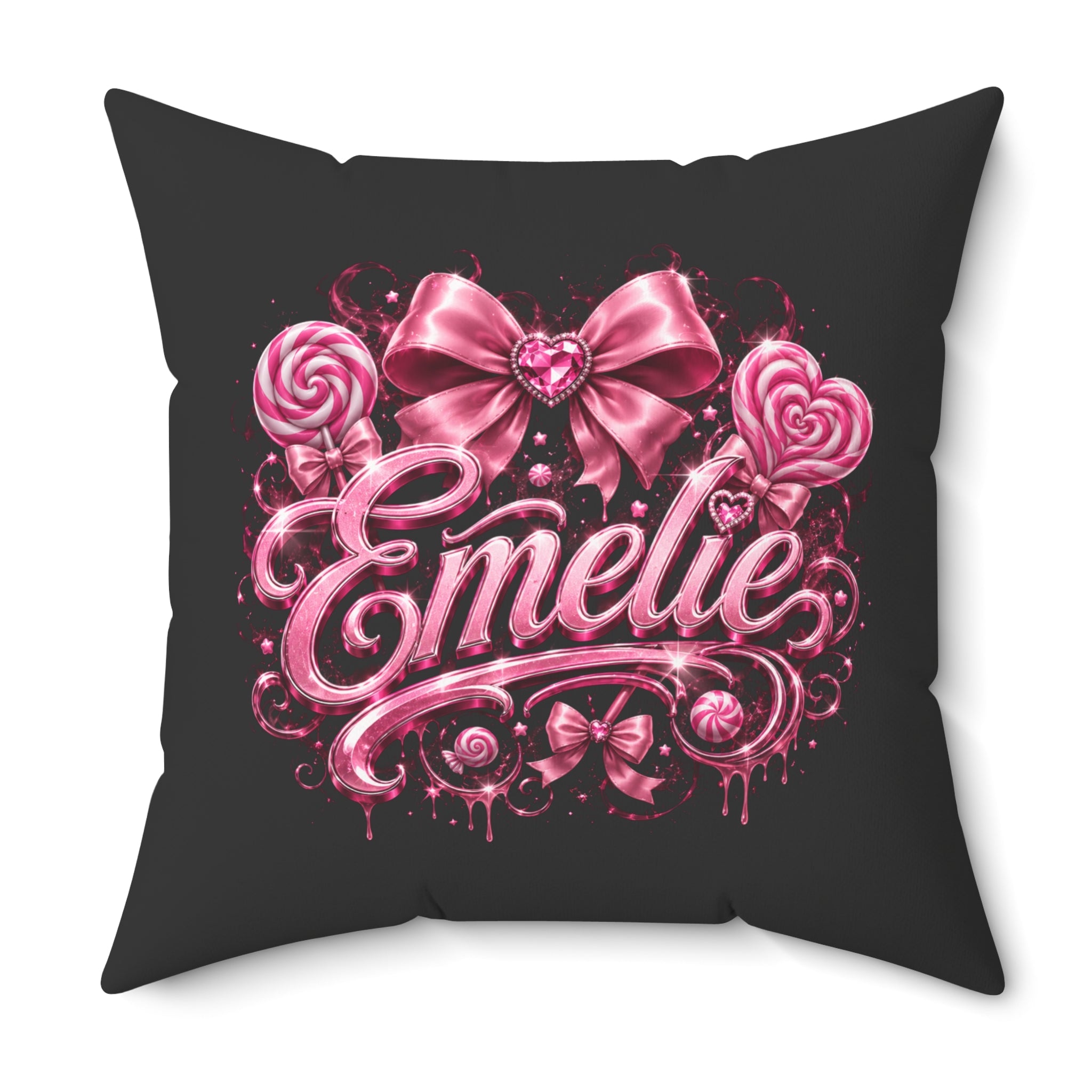 Emelie Pink Ribbon Decorative Throw Pillow